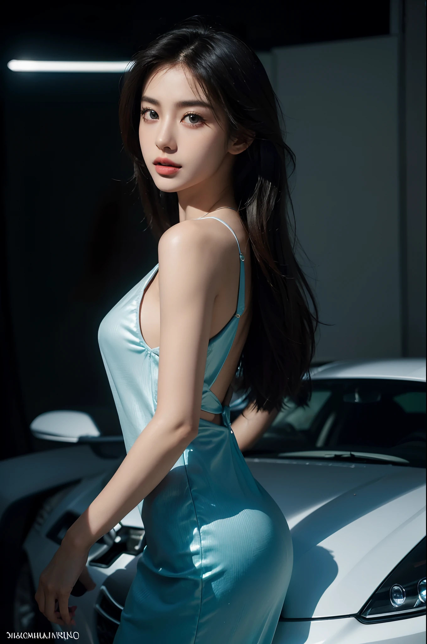 (Best quality,4K,8K,A high resolution,Masterpiece:1.2),Ultra-detailed,(Realistic,Photorealistic,photo-realistic:1.37),Car model,korean beautifull girl,mesmerizing looks,stunning features,Perfectly styled hair,Beautiful eyes with long eyelashes,Full and luscious lips,Flawless complexion,slim and toned body,Wear stylish and elegant dresses,Show yourself confidently in front of a luxury sports car,The brilliant lights highlight her beauty,Bright colors enhance the overall image,Studio setup with professional photography techniques,Showcasing the perfect combination of beauty and automotive craftsmanship.