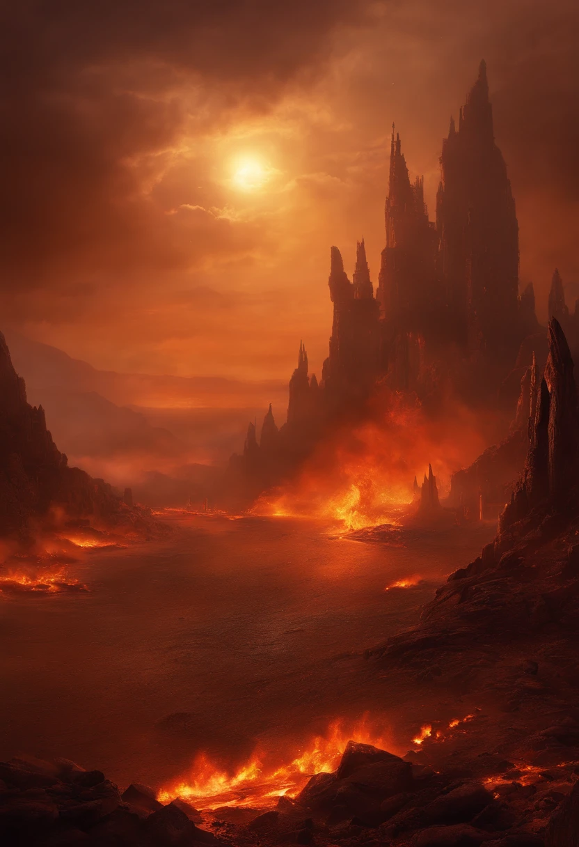 , paisagem do inferno, O fundo do inferno, A batalha final no inferno, Apocalyptic landscapes!!!!!, Mustafar, The Ruins of Hell, ! Apocalyptic landscapes!!, Soberbo D & D A Arte do Sol Escuro, Portas do Inferno, Portas do Inferno, arte conceitual de world of warcraft, Resgate do Submundo!!!!!!