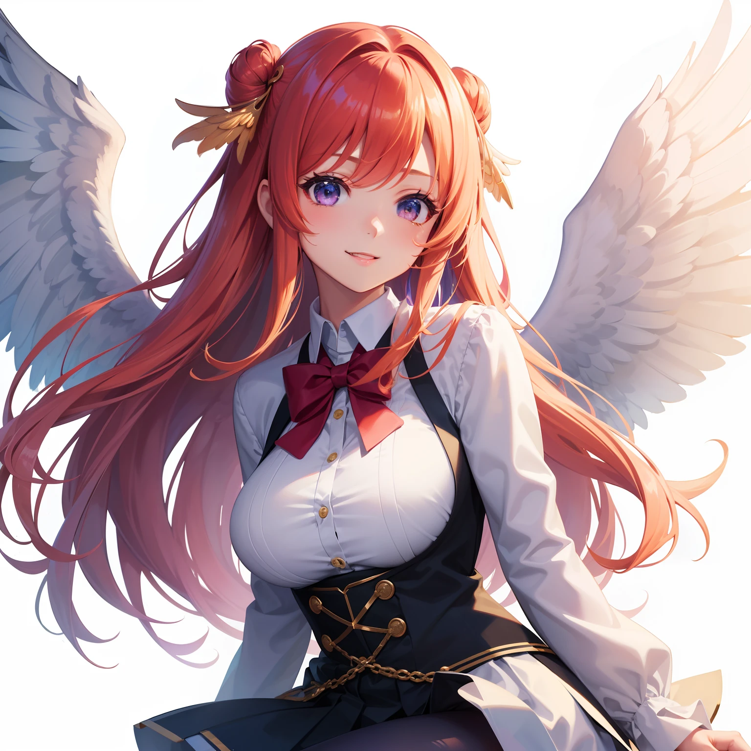 realistic, 1girl, Crimson hair, light particles, light rays, wallpaper, ((Rias Gremory, high school dxd,)) blue eyes , (masterpiece, best quality, ultra-detailed), (detailed background), high contrast, (best illumination, an extremely delicate and beautiful), ((cinematic light)), colorful, hyper detail, dramatic light, intricate details, smile, sharp face, pink lips, large breasts, french braid, (school uniform), breasts, long hair, solo, red hair, ahoge, school uniform, smile, large breasts, skirt, huge ahoge, very long hair