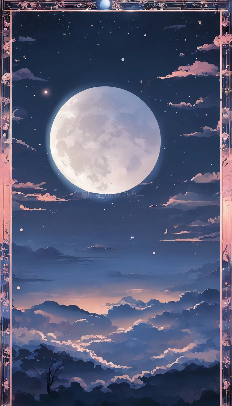 The highest jigao,Extremely fine,Perfect details,4K,8K,anime wallpaper,CG,nigh sky,with black background,Ethereal comic book style,moon full, lunar backdrop, moon on sky, Moonlight background, on moon, Full moon background, with full moon in the sky, moon full, The moon is in the sky, moonlit backdrop, big white moon background, Moon, moon on sky, Behind the moon,moon in clouds,White clouds