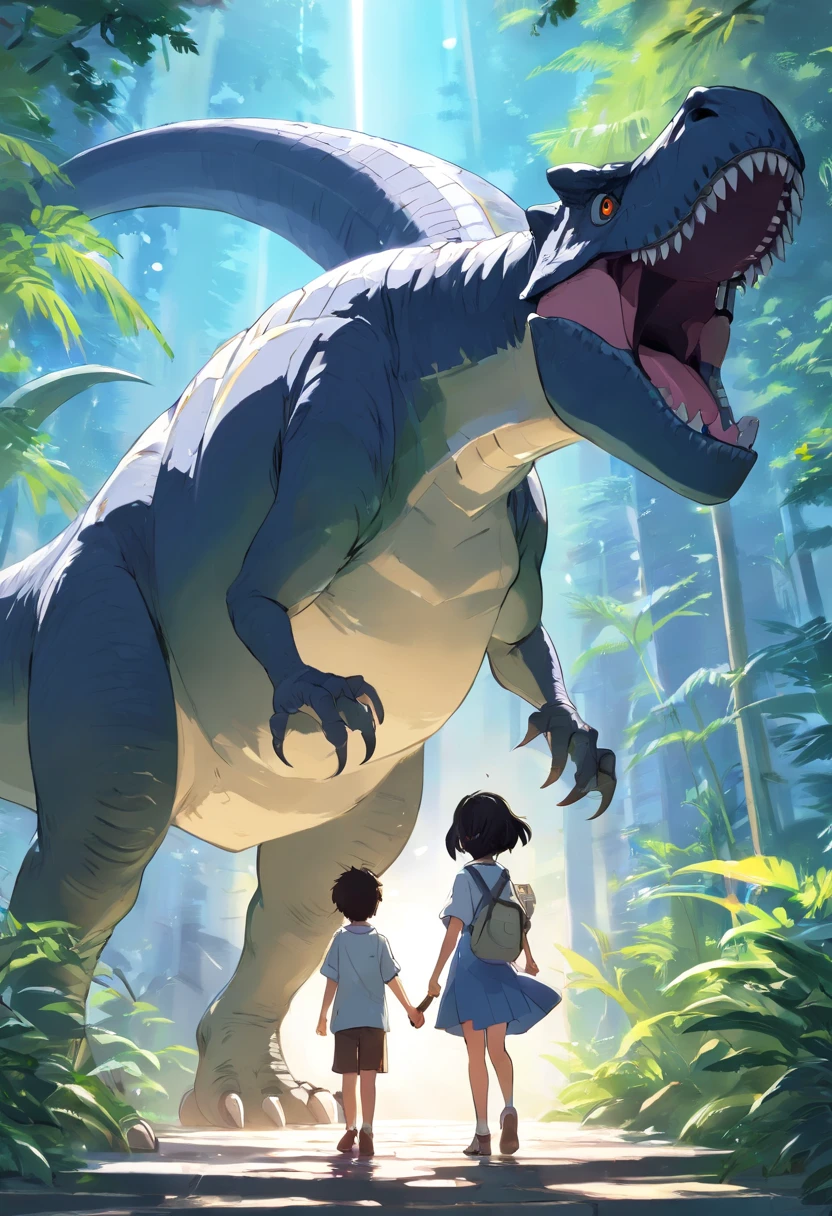 Kawaii dinossauro feliz, pequeno, ((preto e branco)), arte para colorir