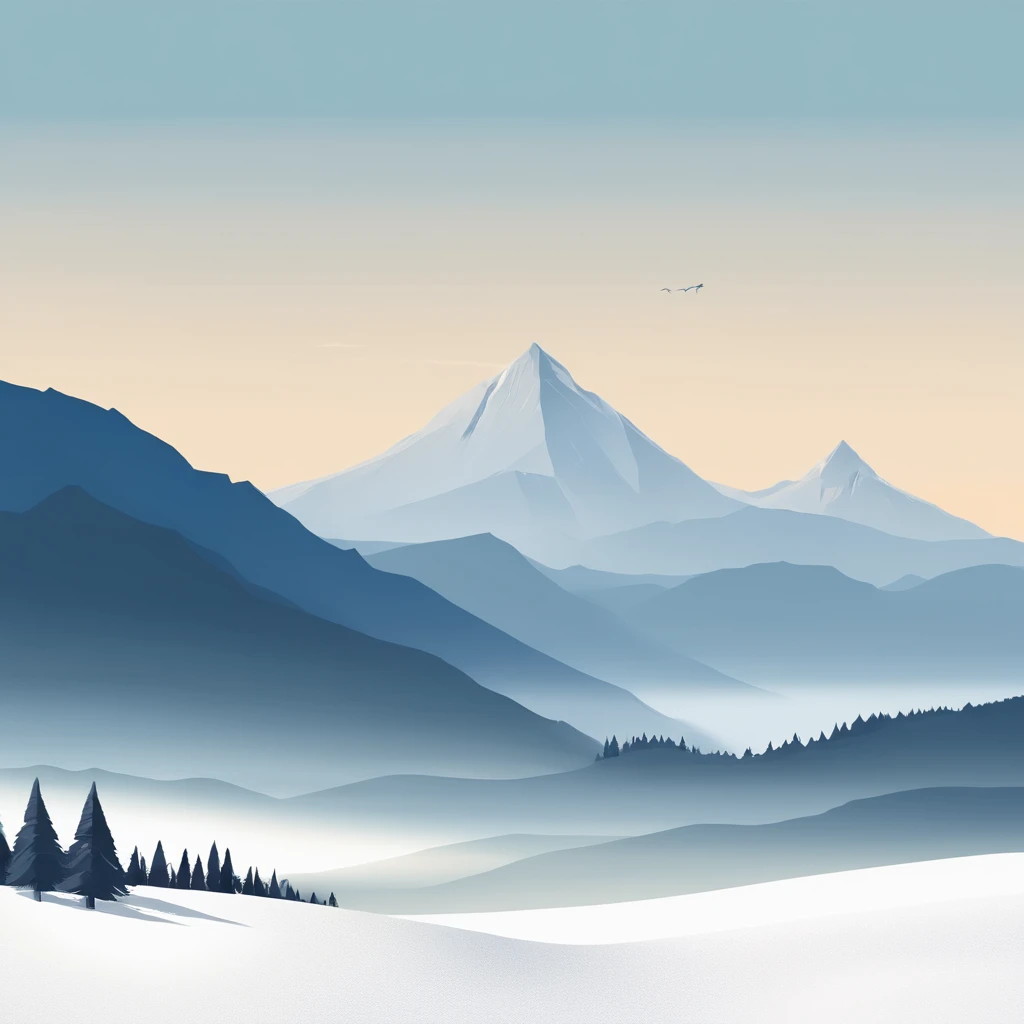 Generate images of breathtaking mountain ranges with snow-capped peaks, lush valley, and clear blue sky.