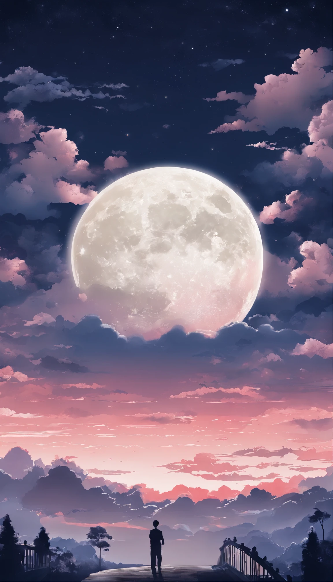 The highest jigao,Extremely fine,Perfect details,4K,8K,anime wallpaper,CG,nigh sky,with black background,Ethereal comic book style,moon full, lunar backdrop, moon on sky, Moonlight background, on moon, Full moon background, with full moon in the sky, moon full, The moon is in the sky, moonlit backdrop, big white moon background, Moon, moon on sky, Behind the moon,moon in clouds,White clouds