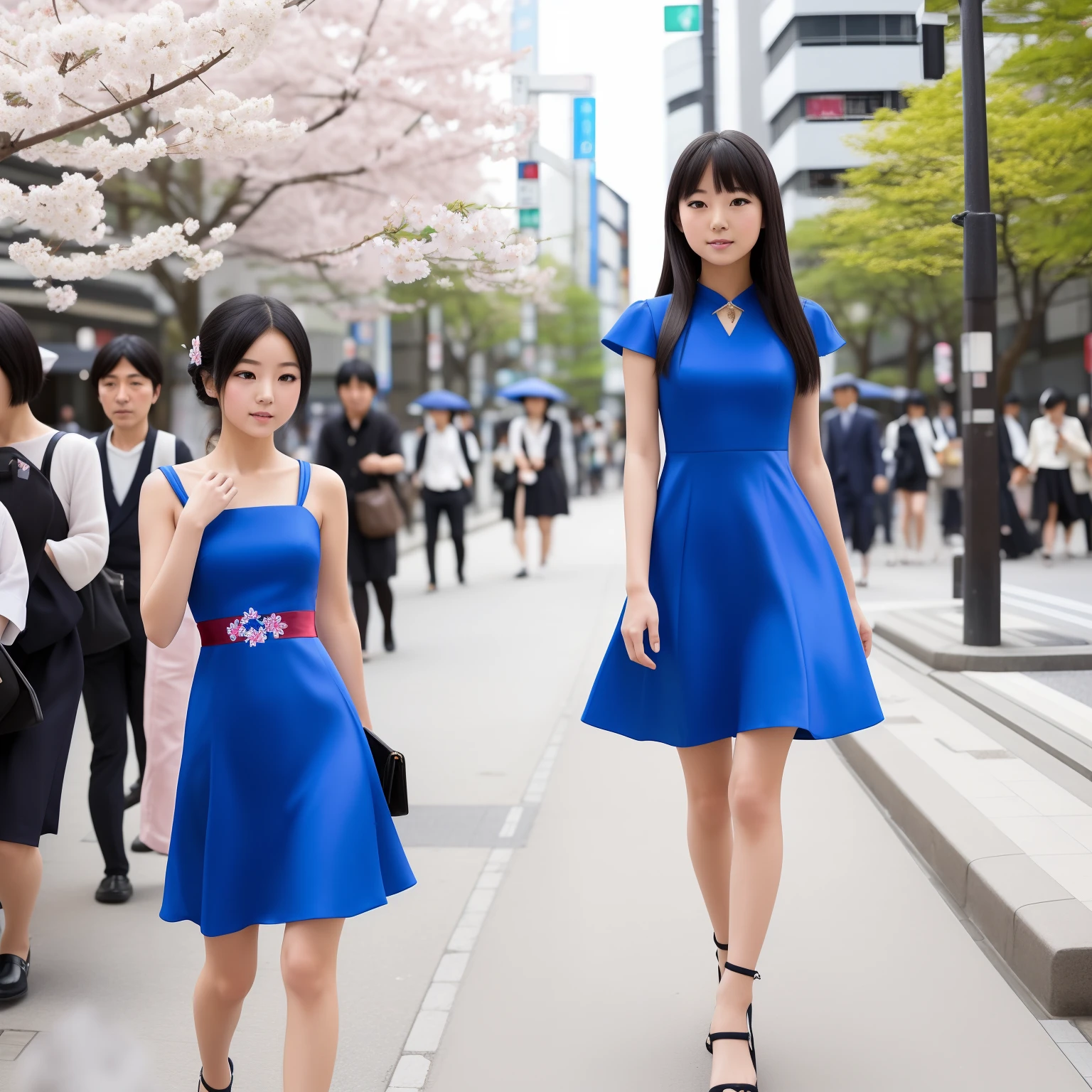 “Describe a young girl with Japanese features wearing a blue minidress.”
As she walked down the bustling streets of Tokyo, her striking features caught everyone’s attention. With her porcelain skin, almond-shaped eyes, and silky black hair cascading down her shoulders, she embodied the elegance and grace of a traditional Japanese beauty. Clad in a vibrant blue minidress that accentuated her petite figure, she exuded confidence and charm. The dress, adorned with delicate cherry blossom embroidery, seemed to come alive as she twirled through the city, capturing the essence of spring in full bloom. Passersby couldn’t help but be enchanted by her magnetic presence, as she effortlessly blended her Japanese heritage with a modern, fashionable style.