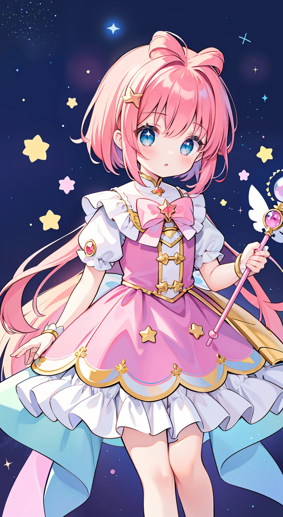 k hd,Anime girl with wand and star wand in her hand, portrait of magical girl, sparkling magical girl, magical girl, cardcaptor sakura, pin on anime, clean and meticulous anime art, magical girl anime mahou shojo, beautiful anime art style, cute anime girl portraits, carrying a magical staff, zerochan art, lovely art style, astral fairy, Soft anime illustration