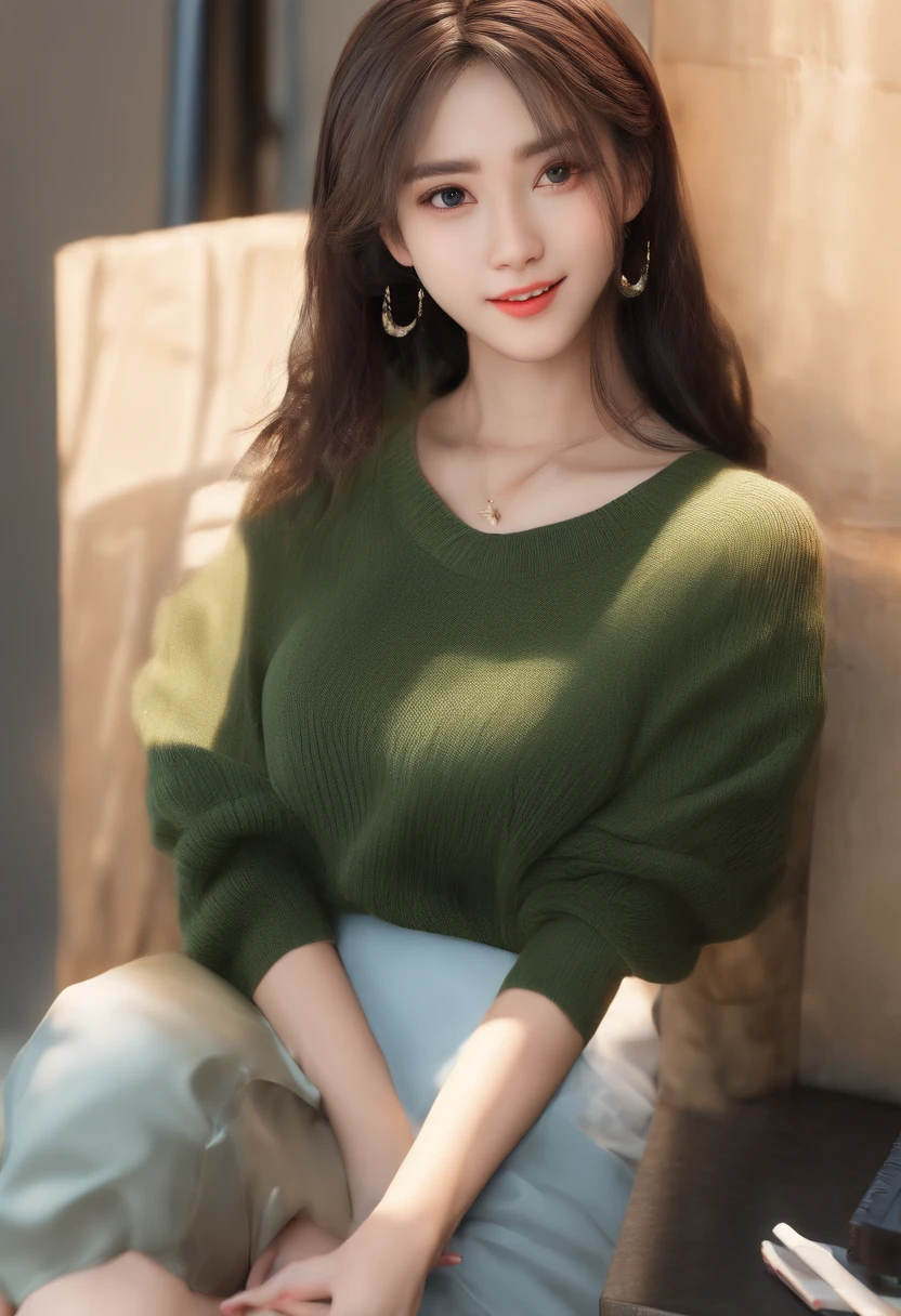 Best quality, hyper HD, (Photorealistic:1.4),Sunset light, pony tails, Korean women, detailed photograph, Smiling, Sexy, Black shirt, facing camera, Close-up (Masterpiece: 1.3), (8K, Photorealistic, Best quality: 1.4), (1girll), Beautiful face, (Realistic face), (Black hair, Short hair: 1.3), Beautiful hairstyle, Realistic eyes, Beautiful detail eyes, (Realistic skin), Beautiful skin, (Sweater), Absurd, Attractive, 超高分辨率, Ultra photo realsisim, High definition, Golden ratio, nude , bog boobs