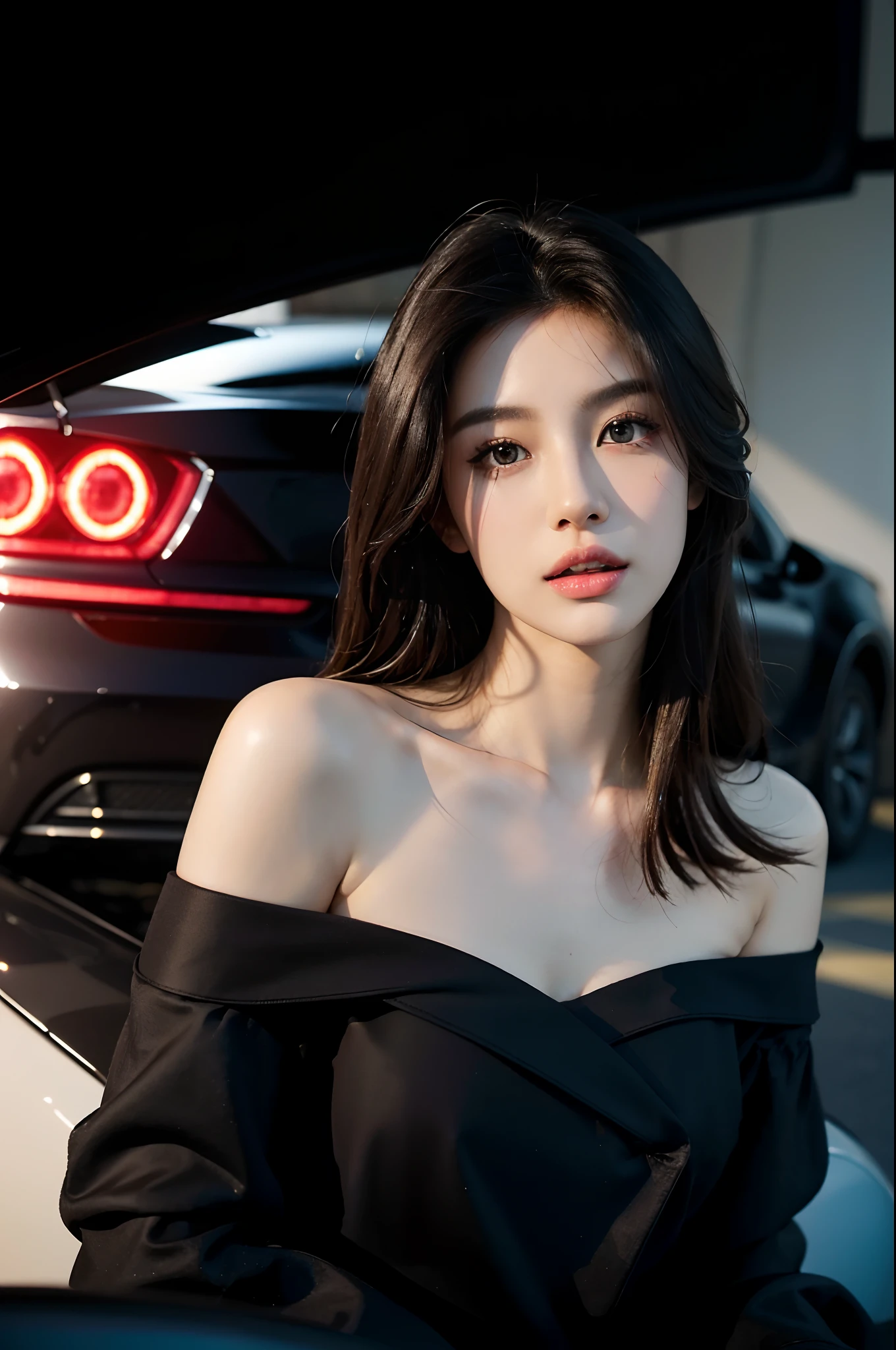 (Best quality,4K,8K,A high resolution,Masterpiece:1.2),Ultra-detailed,(Realistic,Photorealistic,photo-realistic:1.37),Car model,korean beautifull girl,mesmerizing looks,stunning features,Perfectly styled hair,Beautiful eyes with long eyelashes,Full and luscious lips,Flawless complexion,slim and toned body,Wear stylish and elegant dresses,Show yourself confidently in front of a luxury sports car,The brilliant lights highlight her beauty,Bright colors enhance the overall image,Studio setup with professional photography techniques,Showcasing the perfect combination of beauty and automotive craftsmanship.