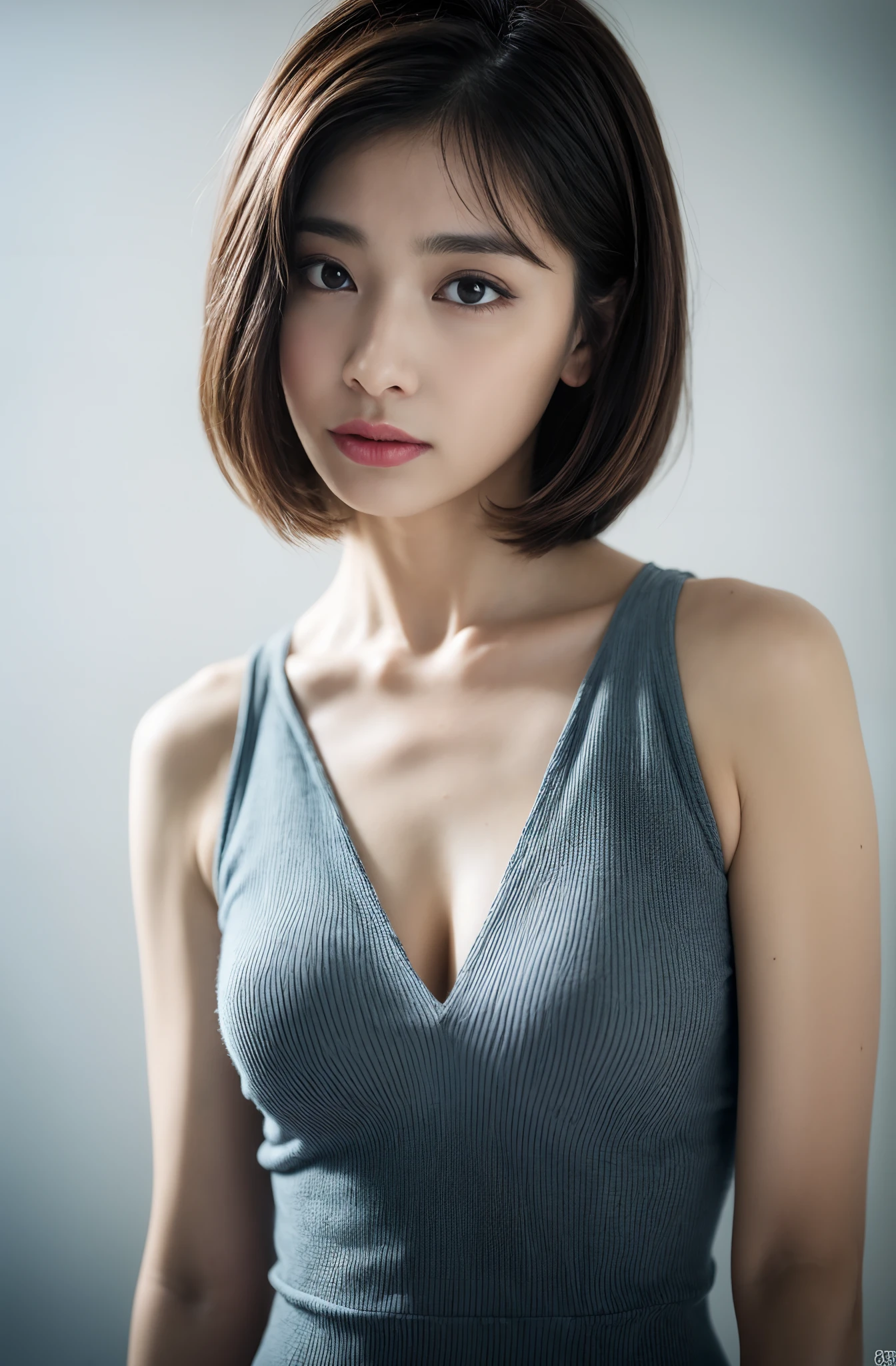 ( (8K:1.27), Best Quality, Masterpiece, Ultra High Resolution:1.2) Photo Beautiful Japanese Woman (Sweat: 1.0)(Beauty: 1.1) (Blue Dress: 1.21) Gregg Rutkowski and Alphonse Mucha design intricate elegance, fantasy, detail, geometry, gradient lighting, 1girl, delicate skin, looking at the viewer, brown eyes, (short flaxen hair: 1.2), (medium breasts: 1.0), (Medium areola: 0.8), (Realistic: 1.4), (Best Quality: 1.0), (Ultra High Resolution: 1.0), (No Hands: 1.0), 8K, RAW Photo, (Masterpiece: 0.2), (pureerosface_v1: 0.5), Beautiful buttock line, age 28, black dress, city, night, tired
