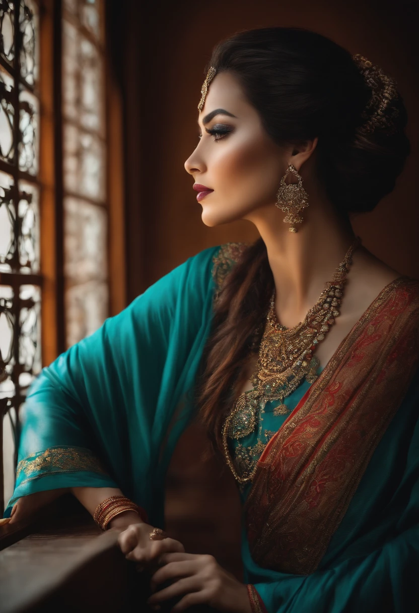 mulher seios grandes, bunda grande, cabelos longos, oriental em poses extravagantes
