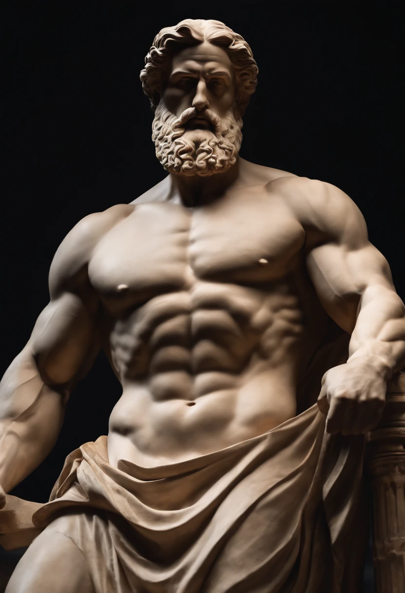 Stock Gricki Stoic
which is the Greek historical status with
Hercules profile muscles
Cinematic 8k and dark background