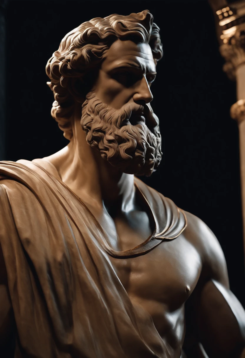 Stock Gricki Stoic
which is the Greek historical status with
Hercules profile muscles
Cinematic 8k and dark background