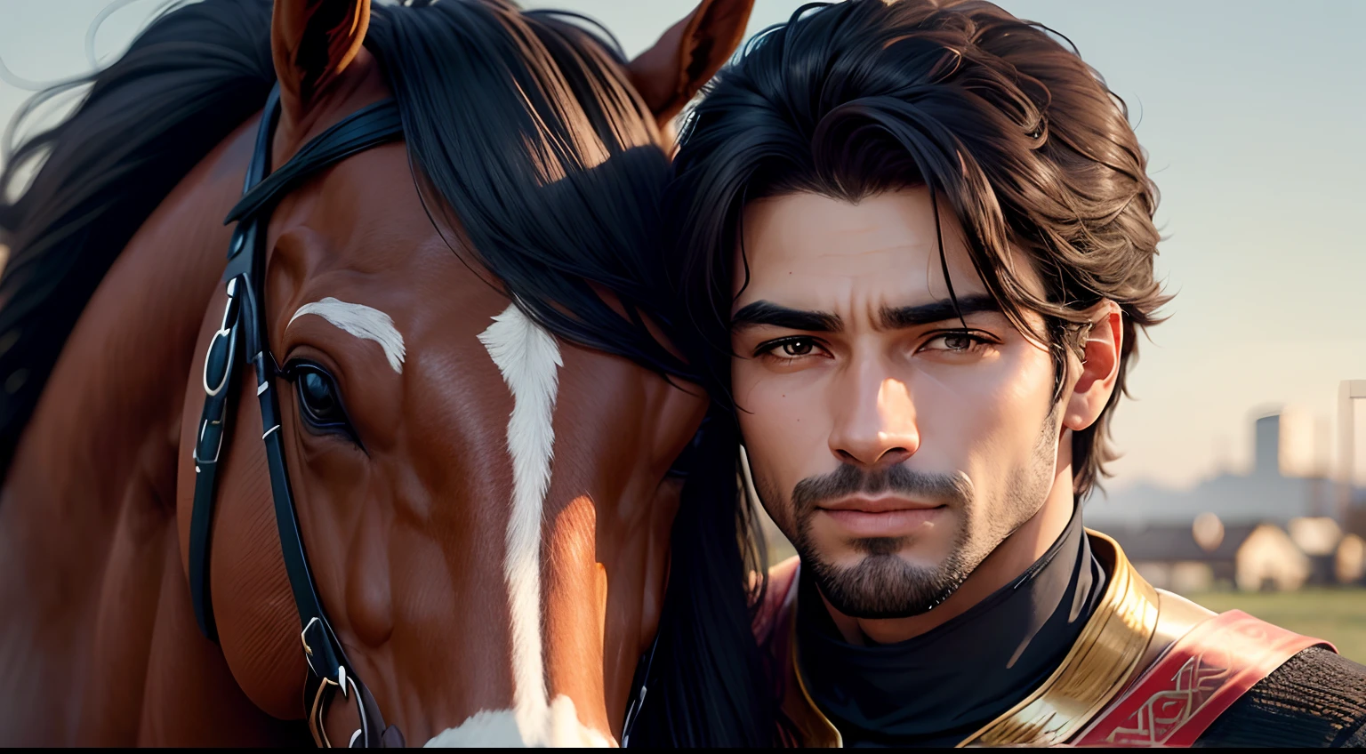 homem e um cavalo