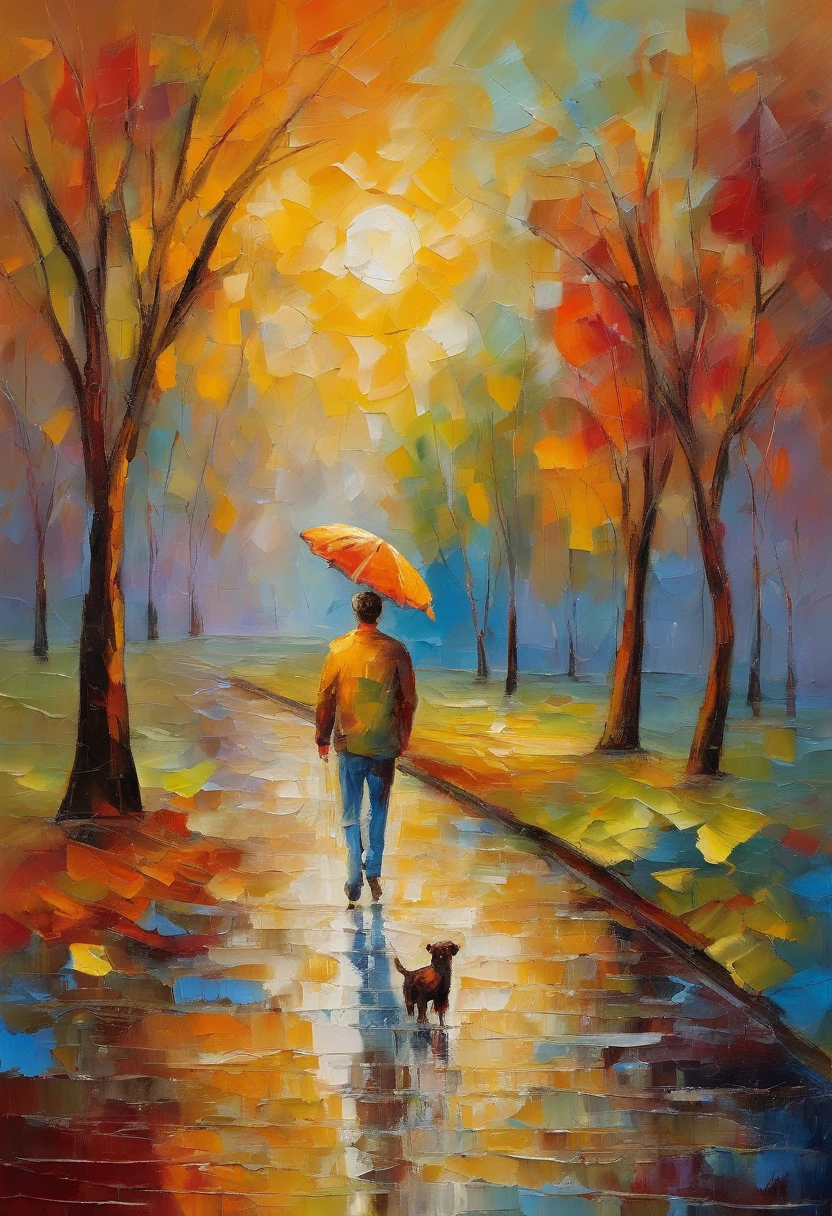obra maestra、highest qualityr、Morning、paseo。cachorro、1chica en、Chica de las nubes、flotando en el cielo、Un primer plano、con luz brillante、felicidad、Cool sun in the morning、(chispa:0.7) 、paseo、Paisajes