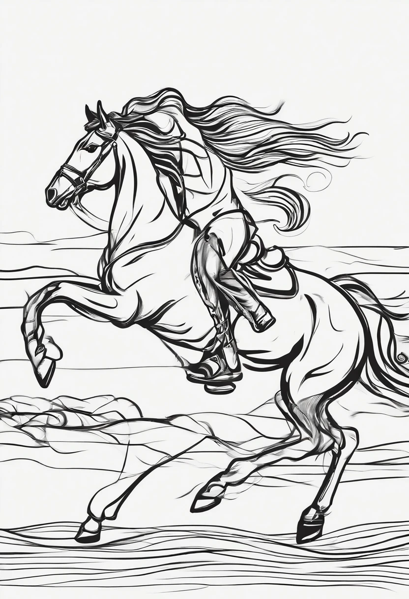 Rodeo cowgirl riding wild horse on wooden sign. Cowgirl long hair riding wild horse race. Dynamic one line draw graphic design vector illustration