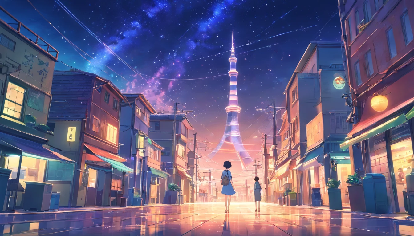 城市，the night，starrysky，nighttime scene，4k