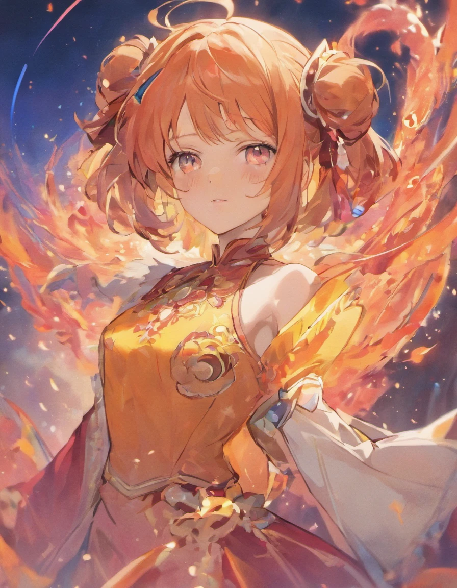 Tema Planejamento de Figurino:  夏天，Estilo: rica, estilo quente. cores: peach blossom, Amber brown, Detalhes laranja-amarelo: The top is smart, roupas sex，Position : deitada, pernas abertas, Designde corpo inteiro