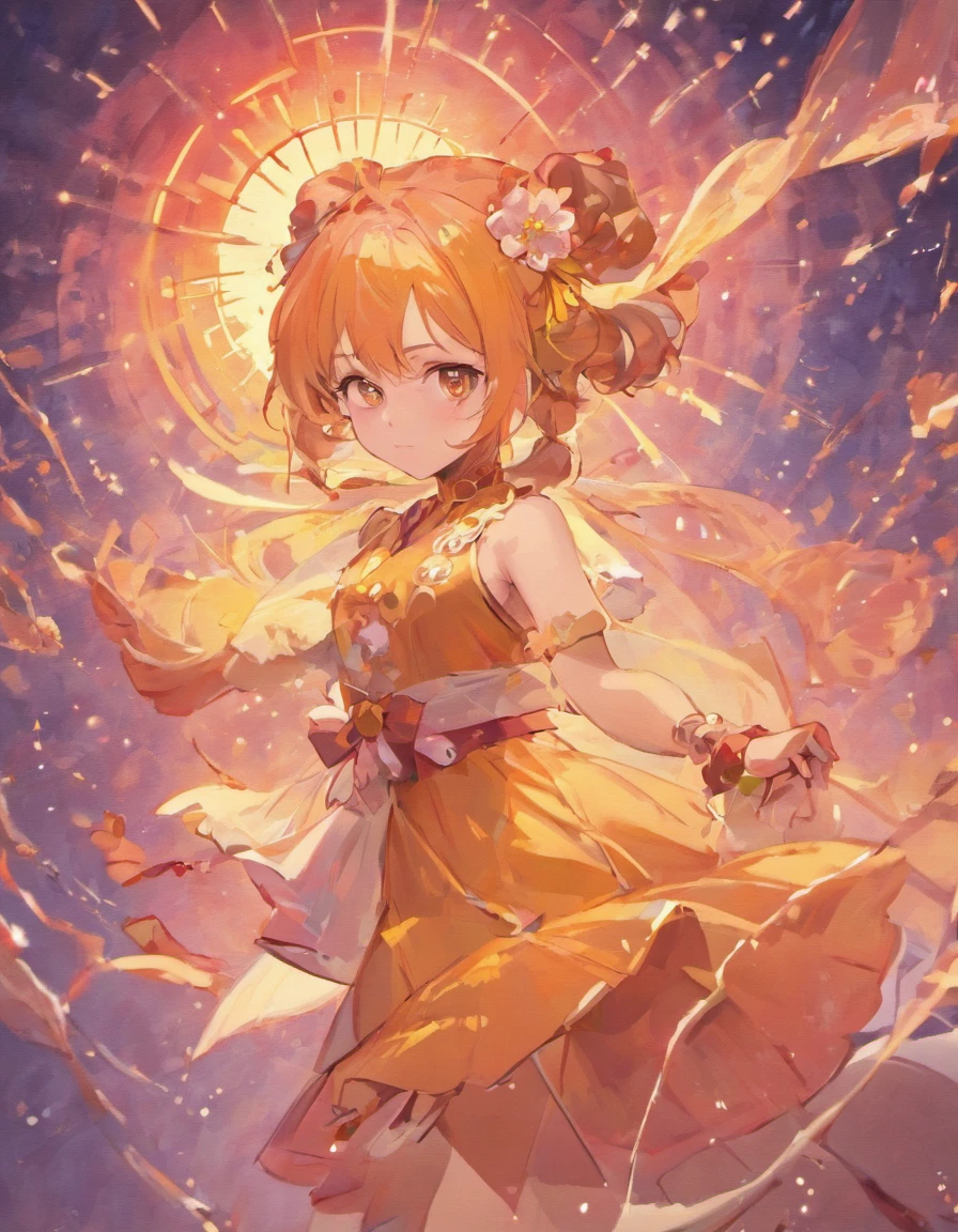 Tema Planejamento de Figurino: 夏天,Estilo: rica, estilo quente. cores: peach blossom, Amber brown, Detalhes laranja-amarelo: roupas sex,Position : deitada, pernas abertas.