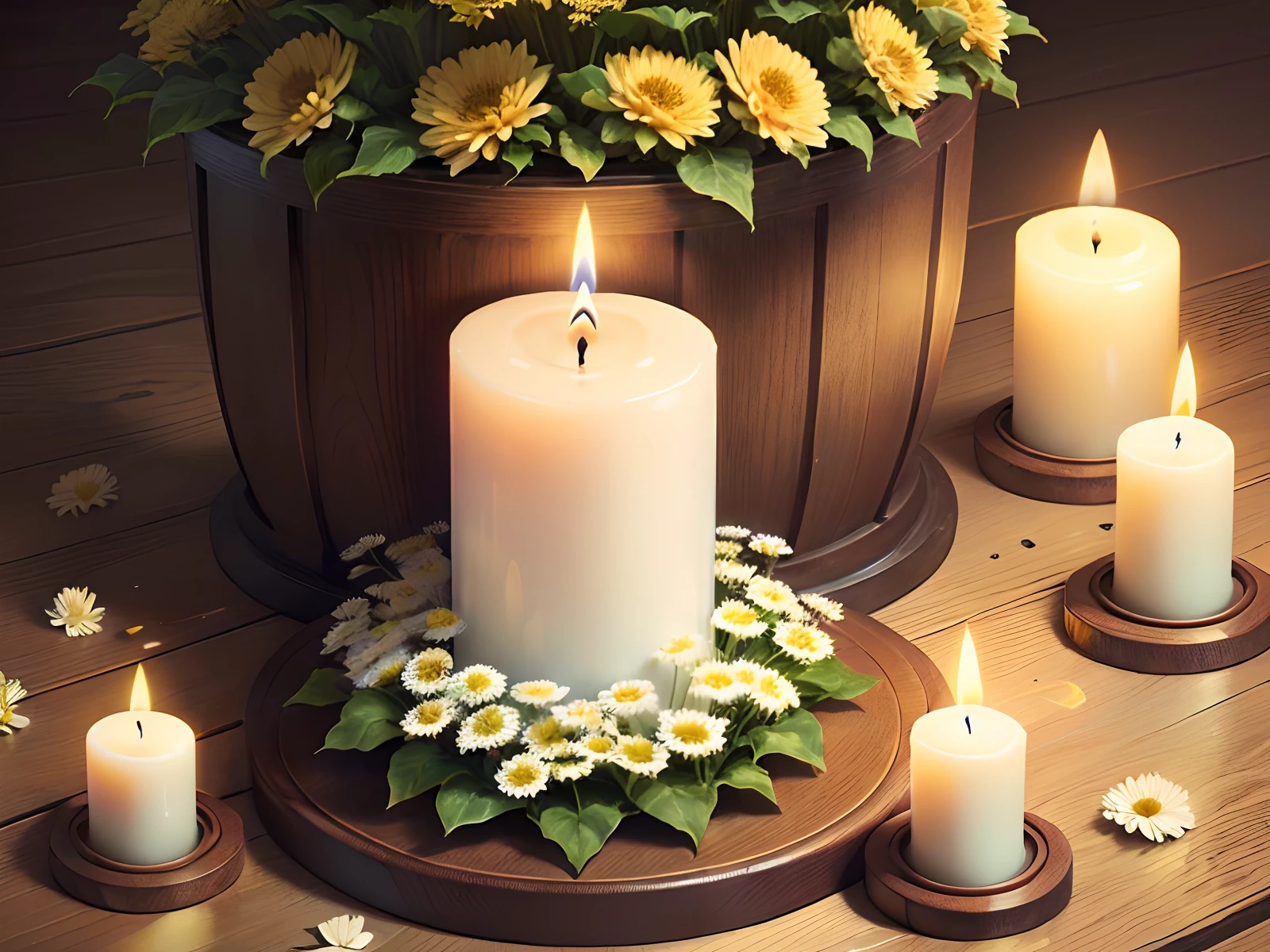 memorial service wallpaper has a candle and chrysanthemums
