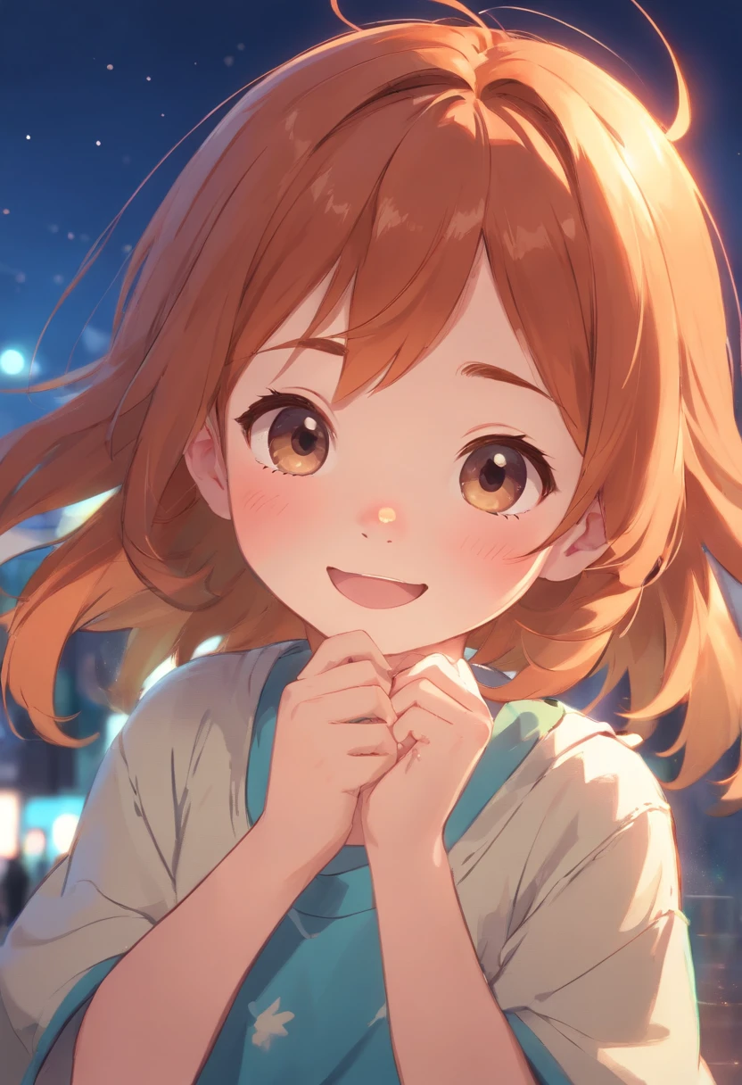 Super ultra happy cute girl, with freckles and ginger hair, holding her cheeks