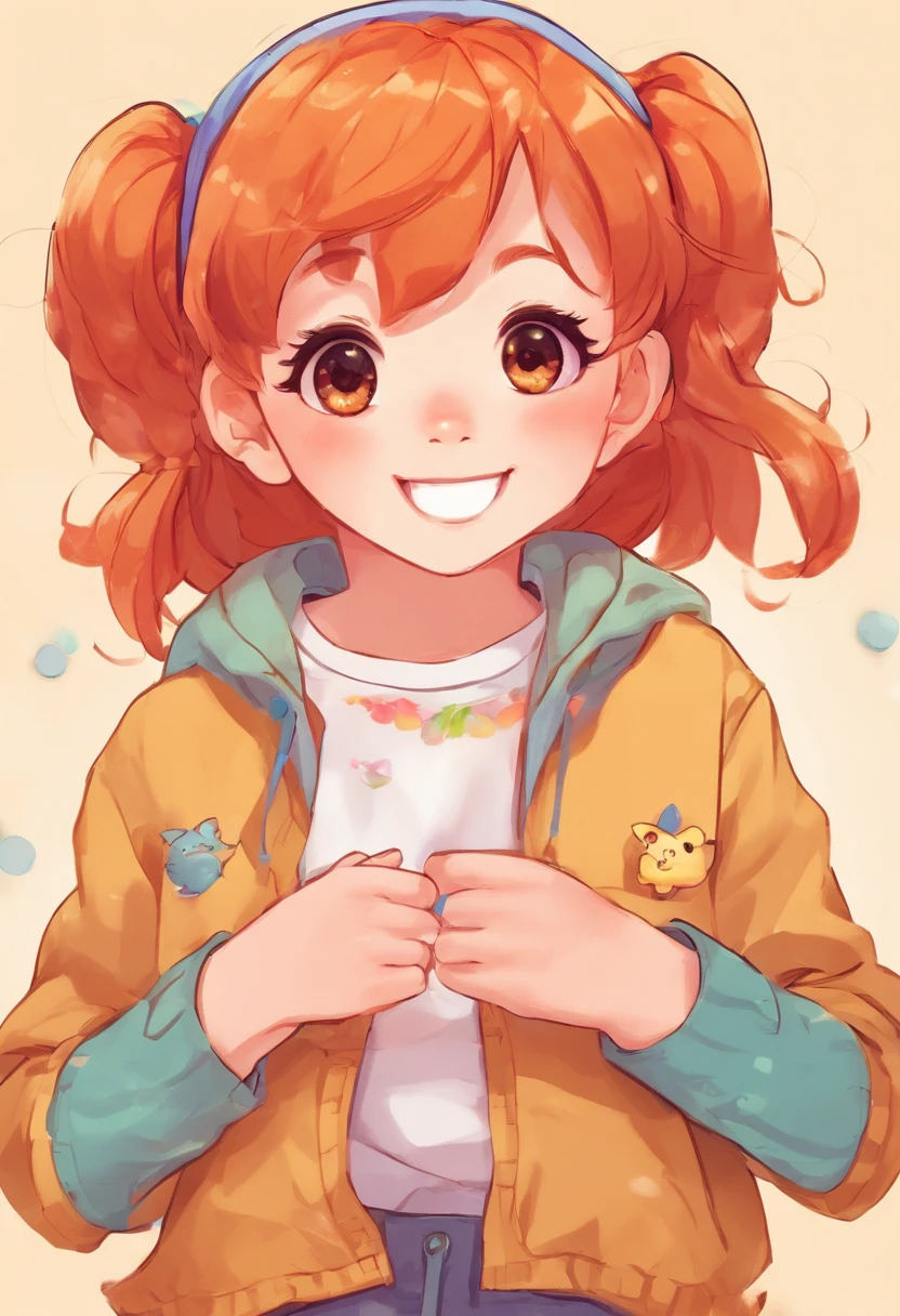 Super ultra happy cute little girl, with freckles and ginger hair, holding her cheeks
