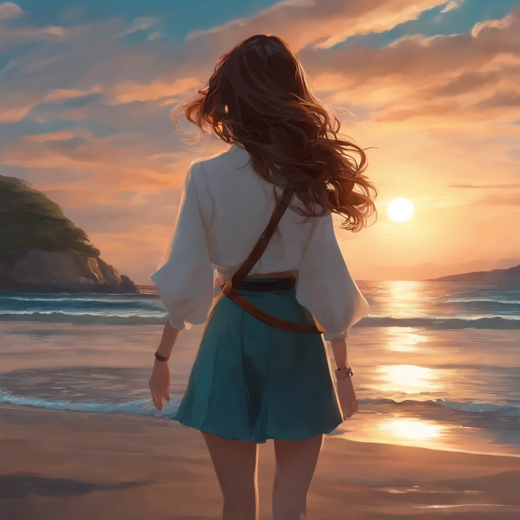 1 Garota Anime, cabelos azuis, Average hair length, It has by the sea, K HD |