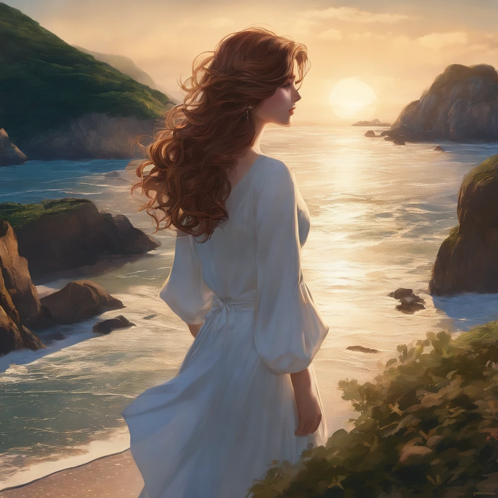 1 Garota Anime, cabelos azuis, Average hair length, It has by the sea, K HD |