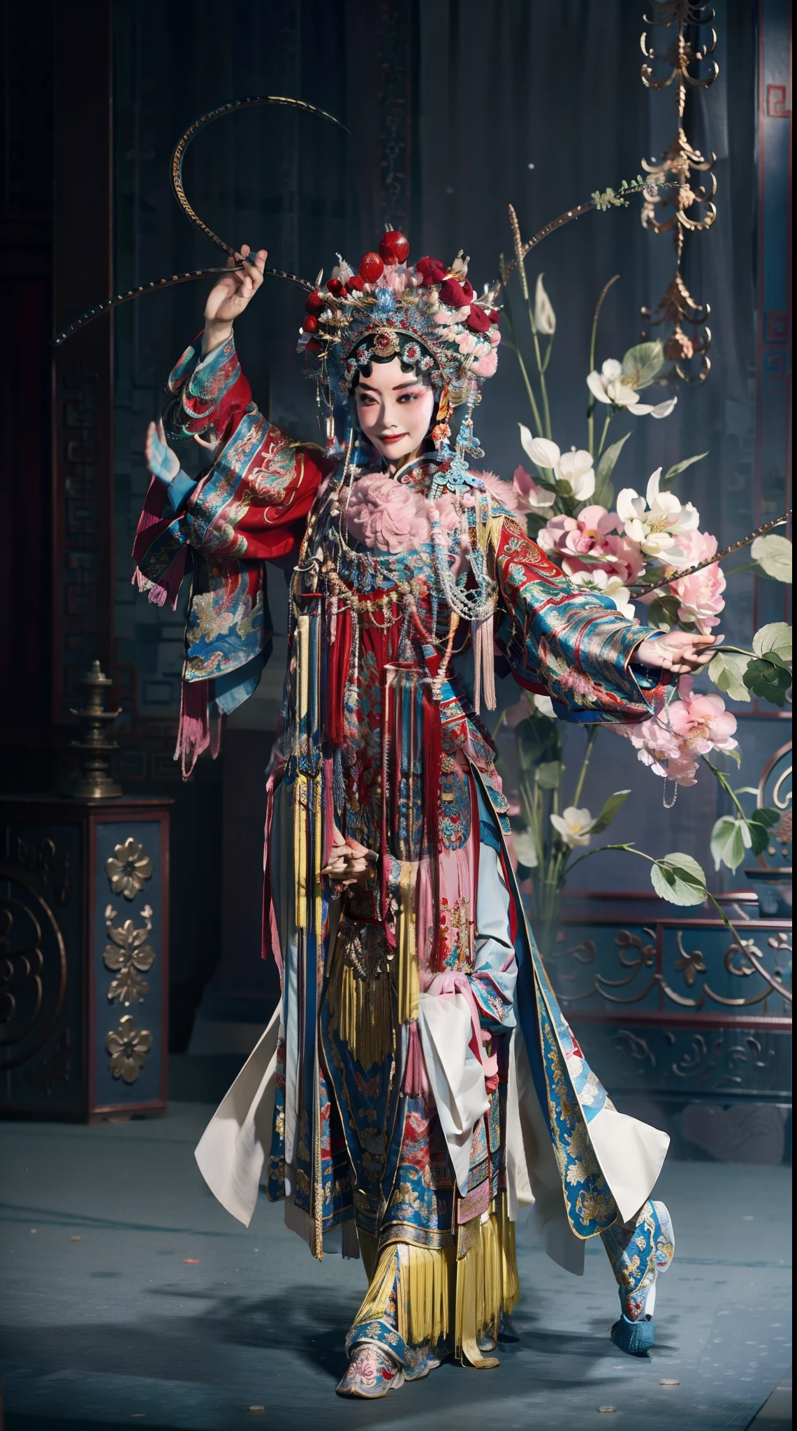 Masterpiece, Best quality, Masterpiece, Best quality, 1girll,  beijing opera,tchibi