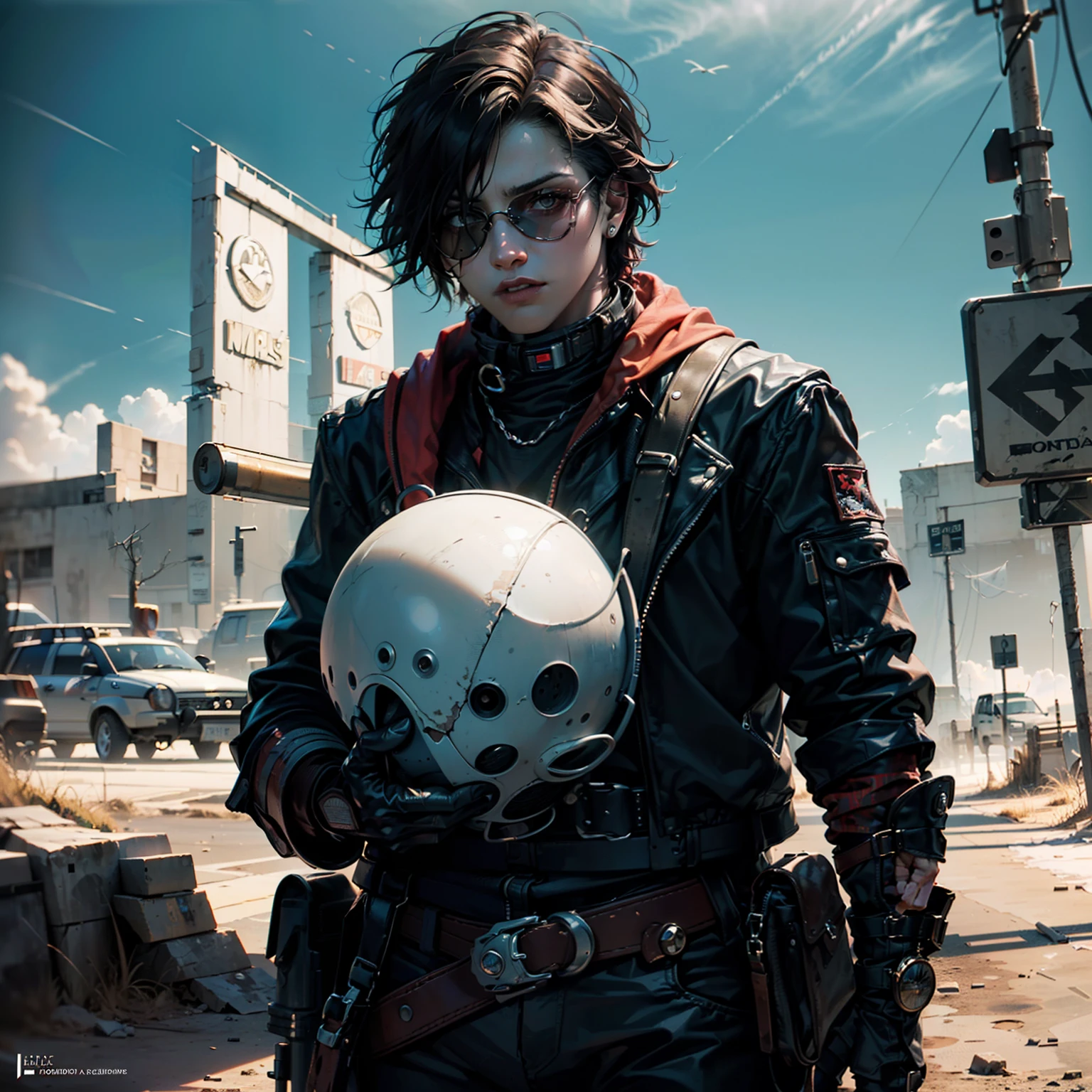 (((hombre, chico joven,,Ropa punk del desierto, Ropa Mad Max,Paramo clothing, pecho ,Abs))), ropa , Abs, musculoso, atractivo, Pose ruda, Hay un hombre sosteniendo una pistola y una pistola en la mano, Mad Max con una pistola, concept art digital illustration, Estilo de arte dieselpunk, Post-apocalyptic explorer, illustration concept art, epic fantasy sci fi illustration, Arte conceptual digital de alta calidad, epic scifi character art, Symmetrical dieselpunk warrior, soldado dieselpunk, Arte conceptual de pintura digital,(((Estilo Borderlands))) cuerpo, ropa, , In a desolate wasteland,(((una caravana del desierto con soldados gritando y maldiciendo enfados)))