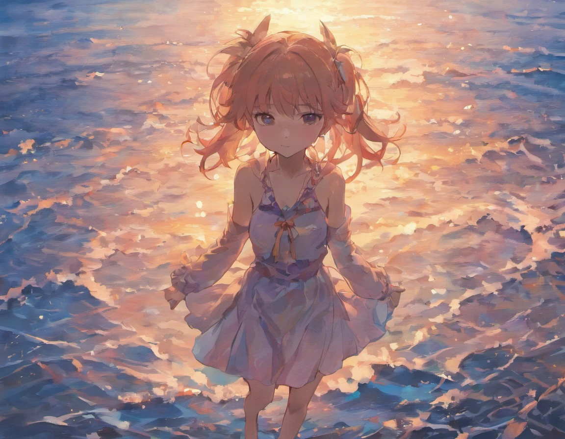 sea side　girl with２a person　Holding hands and hands　行走
