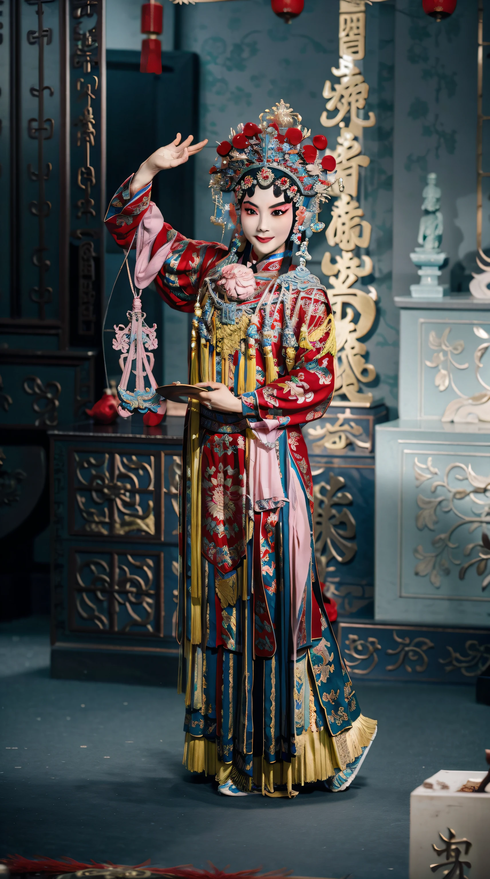 Masterpiece, Best quality, Masterpiece, Best quality, 1girll,  beijing opera,tchibi