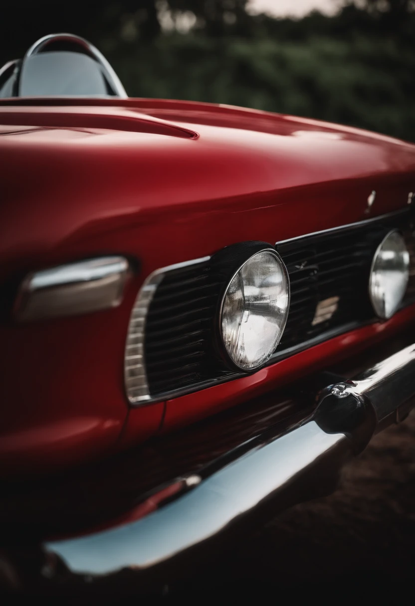 carro esportivo vermelho no alfalto molhando clima chuvoso