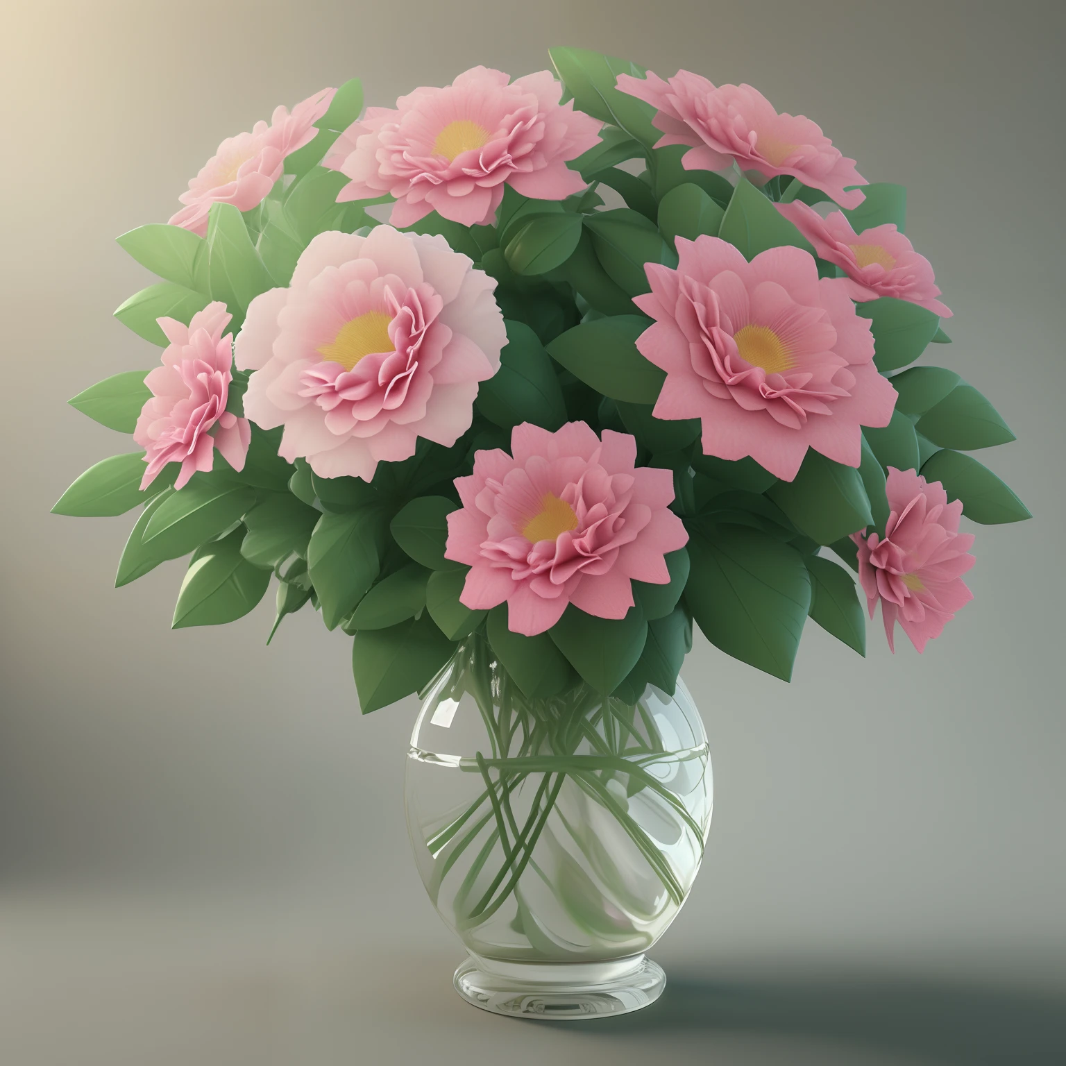 there is a vase with pink flowers in it on a table, hyper realistic detailed render, photorealistic illustration, hyper realistic 3 d render, ultra realistic 3d illustration, 3 d hyper realistic render, hyper realistic render, highly detailed render, photo realistic render, realistic scene, highly detailed photorealistic, high quality 3 d render, high quality 3d render