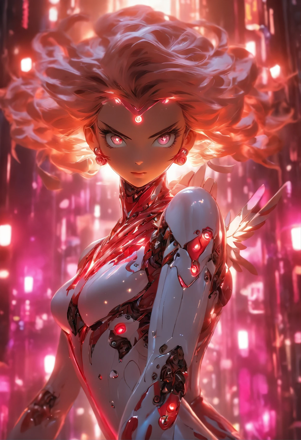 Full body like(Full body like:1.4),(wide - angle shot) (Long shot: 1.3), (Intricate details:1.4), (Masterpiece) , ((anime robots, Beautiful white-skinned puppets, angel, 1girll, magic)), (Perfect aesthetic eyes:1.3) , (Detailed eyes) , (Halo) , (Eldon ring:1.4), (Wings:1.3), Glowing, twintails hair, multicolored hair, (Anatomically correct body:1.4) , Angry, (Perfect face), Sanio Ankaragorn Majestic guardian knight | Ultra-fine robot armor | Cinematic lighting | intricate filigree metal design | 16k | Unreal Engine 5 | rendering by octane | 。.。.。.。.3D, (Anatomically correct :1.4), (Ultra detailed, Fantasy background, Blush, Solo, Combat posture), (Magical Circle:1.3), Lightning effects, (Ray tracing), Show your ability A.I., (Glowing eyes) , (particle glowing) , 16k wallpaper, Robot woman, Pinterres Trends, author:Nimox S...., hyper HD(RAW photo:1.2),Pink latex jumpsuit,Hollow-out on,Holt collar, latex shiny,tight-fitting,sweat leggs,White liquid, Pink body, wearing atsuko kudo latex outfit, wearing tight suit, Smooth pink skin, catsuits, Wearing latex, shiny plastic, shiny metallic glossy skin, The color of pink glow, latex outfit, chrome bodysuit, cyberpunk glossy latex suit, Shiny, futuristic glossy latex suit spread their legs M-shaped legs angry look sullenness Irritated,white liquid all over body,Full body like