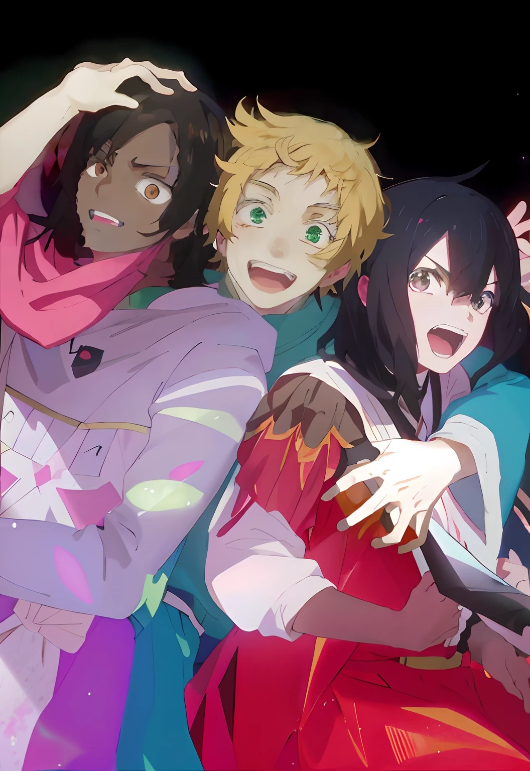 anime characters posing for a picture with a black background, official anime still, still from tv anime, today's featured anime still, official studio anime still, shirobako, 8k!, anime still, still from anime, 8k!!, anime still film anime shikishi, screenshot from the anime film, anime still image, official art, scene!!, official fanart