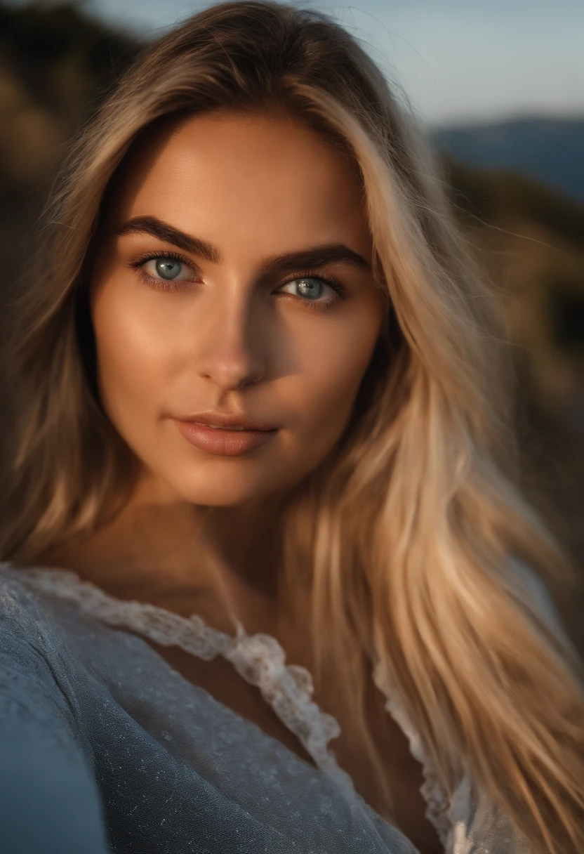 (Selfie, Vista superior: 1.4), (mitad recta del cuerpo: 1.4), RAW uhd portrait photo of a 21 year old blonde (Mujer de ojos azules) en su hogar, cama, (ropa sexi), Detalles (Texturas! , cabello! , brillar, Color!! , Desventajas: 1.1), ojos brillantes con alto detalle (Looking at the camera), SLR lighting, SLR camera, Ultra calidad, agudeza, Profundidad de campo, Film grain (centro), Fujifilm XT3, Cristalina, Centro del marco, Cara hermosa, foco nítido, farola, Neon lighting, Bokeh (Poca luz), Noche, (atardecer), poros detallados de la piel, piel grasa, quemadura, Detalles oculares complejos, cuerpo completo, ((senos normales))