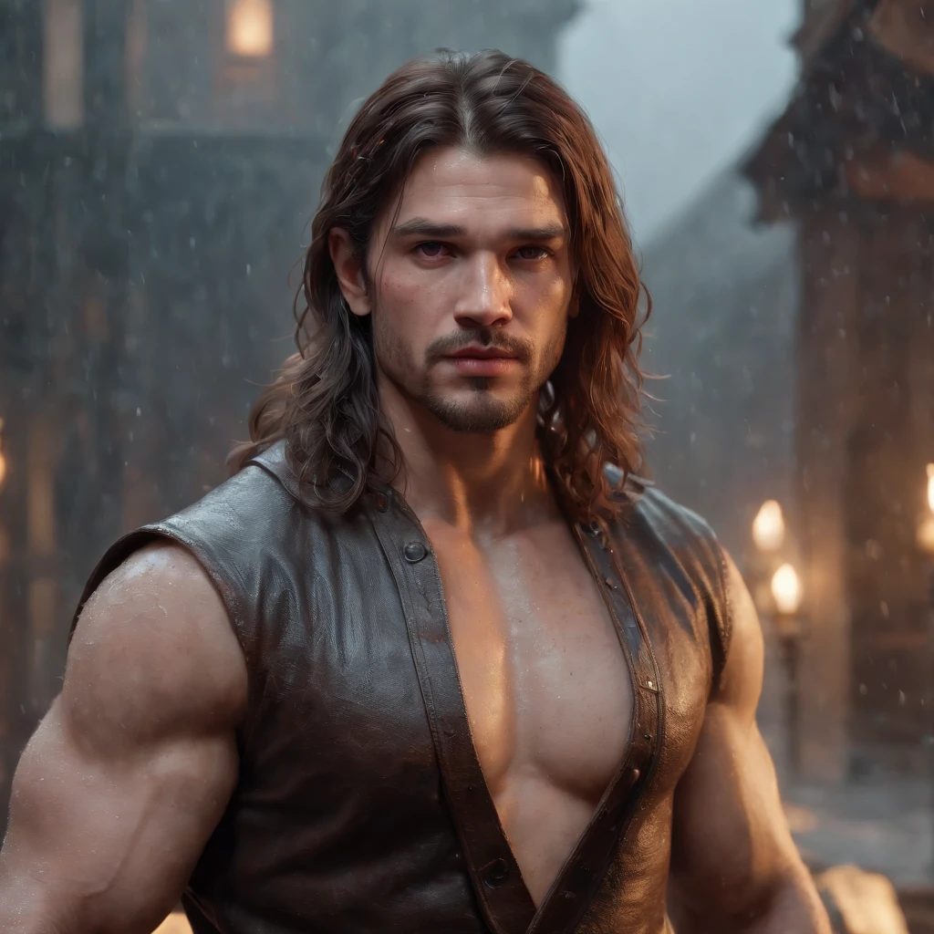 A photorealistic portrait of a shirtless Henry Cavill with long white hair, in a scne of The Witcher, bathing in an old and rustic bathtub, a renaissance movie still in the style of Zack Snyder, tumblr contest winner, hurufiyya, renaissance painting, masculine, movie still, candles in the background, candlelight, cinematic lighting. photograph, detailed symmetric realistic face, extremely detailed natural texture, peach fuzz, long hair, masterpiece, absurdres, nikon d850 film stock photograph, kodak portra 400 camera f1.6 lens, extremely detailed, amazing, fine detail, hyper realistic lifelike texture, dramatic lighting, unrealengine, trending on artstation, cinestill 800 tungsten, looking at the viewer, photo realistic, RAW photo, TanvirTamim, high quality, highres, sharp focus, extremely detailed, cinematic lighting, 8k uhd,-imagine-
