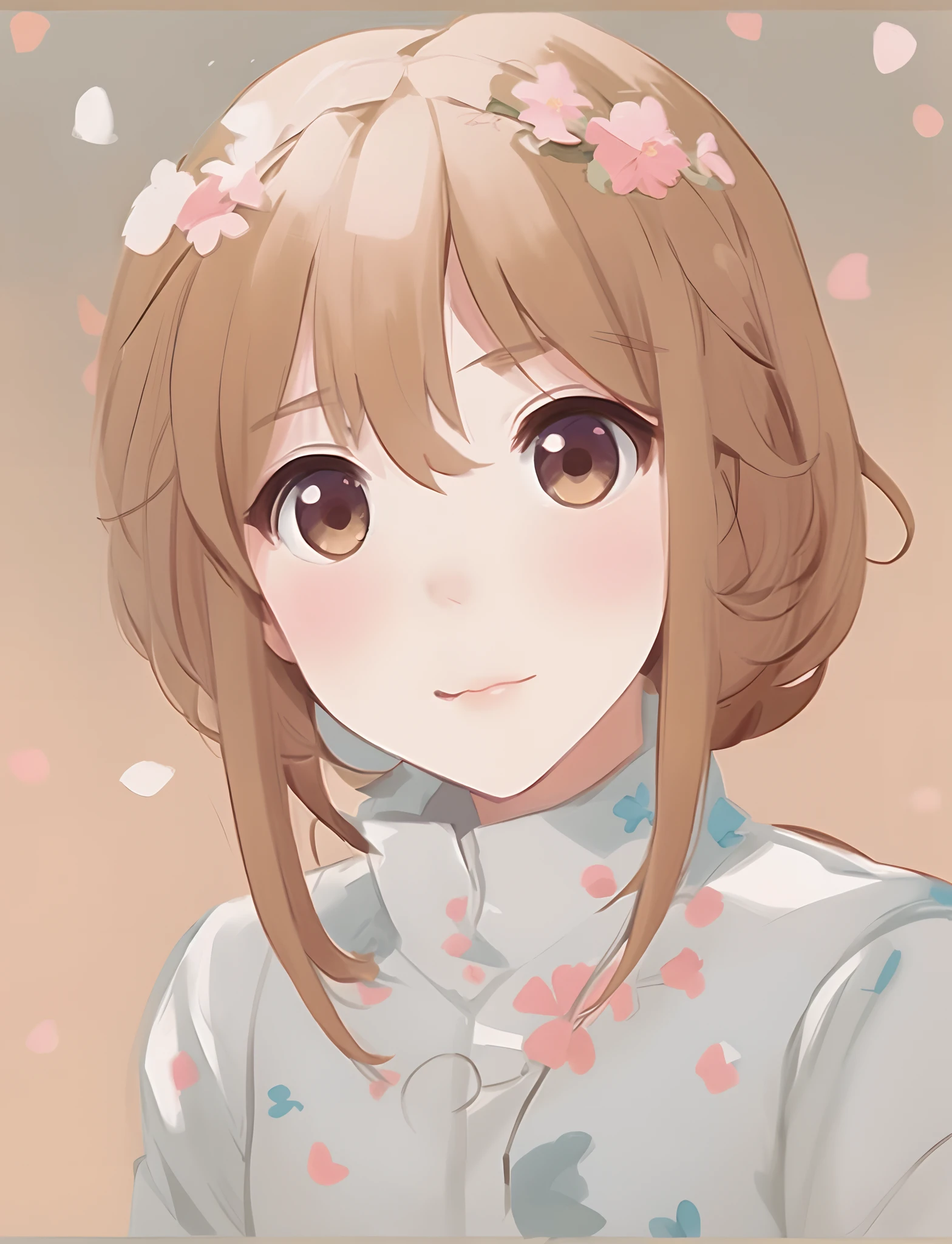 Menina anime com cabelo longo e coroa de flores na frente de um fundo, bonito rosto de anime natural, retratos bonitos da menina do anime, cara de anime bonito, retrato bonito da menina do anime, extremamente bonito rosto de menina anime, menina anime bonito, menina anime retrato, menina anime bonita, Sayori, cara bonita do anime, retrato bonito do anime, kawaii retrato realista, retrato da menina anime bonito estilo cartoon, cores, bidimensional, vetor planar, Ghibli Style Studio, cor tetrad suave | |, arte vetorial, Arte de Fantasia, efeito aquarela, Alphonse Mucha, Adobe Illustrator, Pintura digital, low polygon, soft lighting, Aerial view, isometric style, retro aesthetics, 8K resolution, octan render