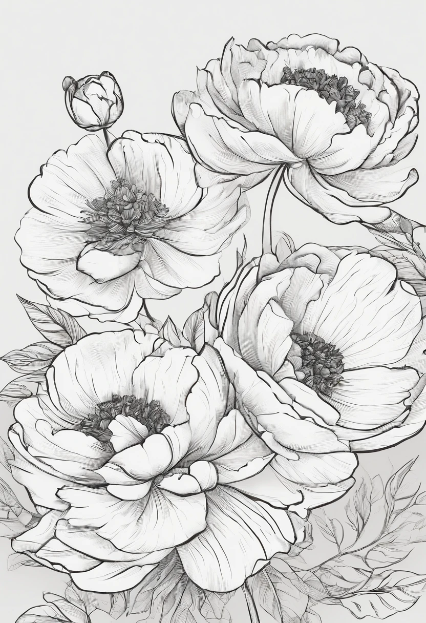 Close-up of peony flowers,The composition is perfect