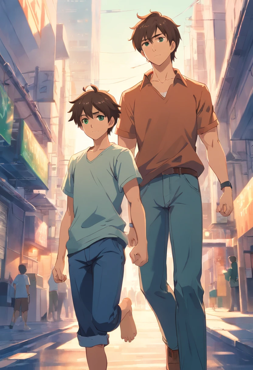 two man, John and Luke. John is 43 years old, tall and muscular with short brown hair and green eyes. Luke is , handsome and athletic with shaggy brown hair and innocent doe eyes.