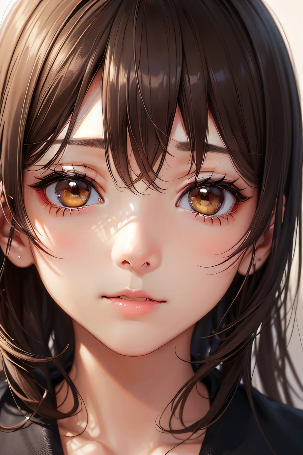 (dark brown eyes:1.2),(dynamic ungle:1.2), [(The Art of Norman Rockwell:1.2)],top-quality、​masterpiece、超A high resolution、(1girl in)、Beautiful_Face,Detailed skin,(all of、Subject's hair、The eye、Bocchi、While emphasizing the action、pleasing to the eye、With thought-provoking compositions)、exudes depressive emotions、It is characterized by a calm tone、an extremely delicate and beautiful art)1.3, Elegant, (Pastel colors)1.2,Analog 150mm lens、Beautiful Natural Soft Rim Light、