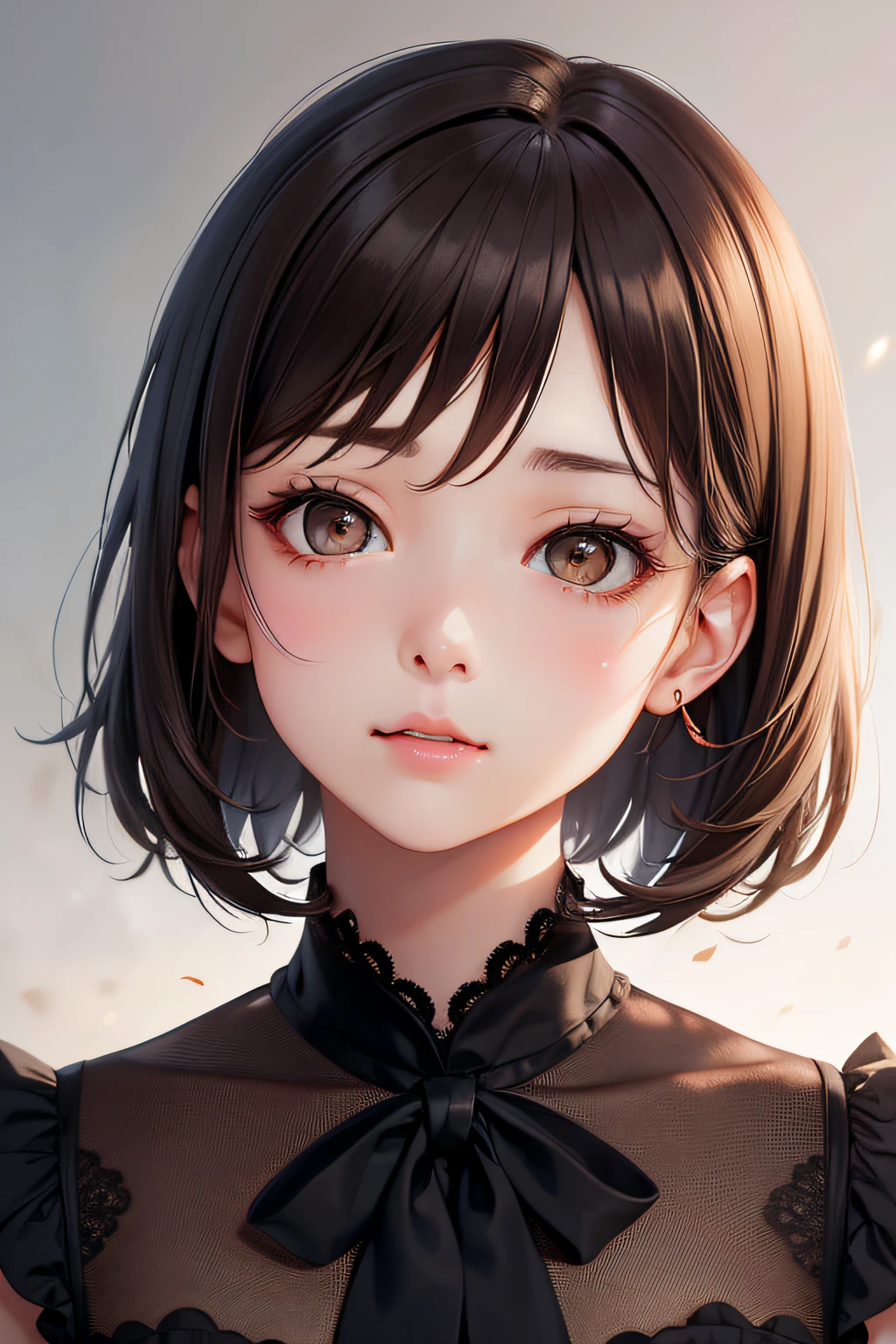 (dark brown eyes:1.2),(dynamic ungle:1.2), [(The Art of Norman Rockwell:1.2)],top-quality、​masterpiece、超A high resolution、(1girl in)、Beautiful_Face,Detailed skin,(all of、Subject's hair、The eye、Bocchi、While emphasizing the action、pleasing to the eye、With thought-provoking compositions)、exudes depressive emotions、It is characterized by a calm tone、an extremely delicate and beautiful art)1.3, Elegant, (Pastel colors)1.2,Analog 150mm lens、Beautiful Natural Soft Rim Light、