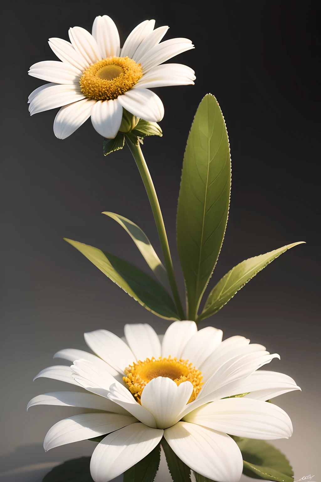 generate a highly detailed image of a daisy flower n white background, hyper realistic