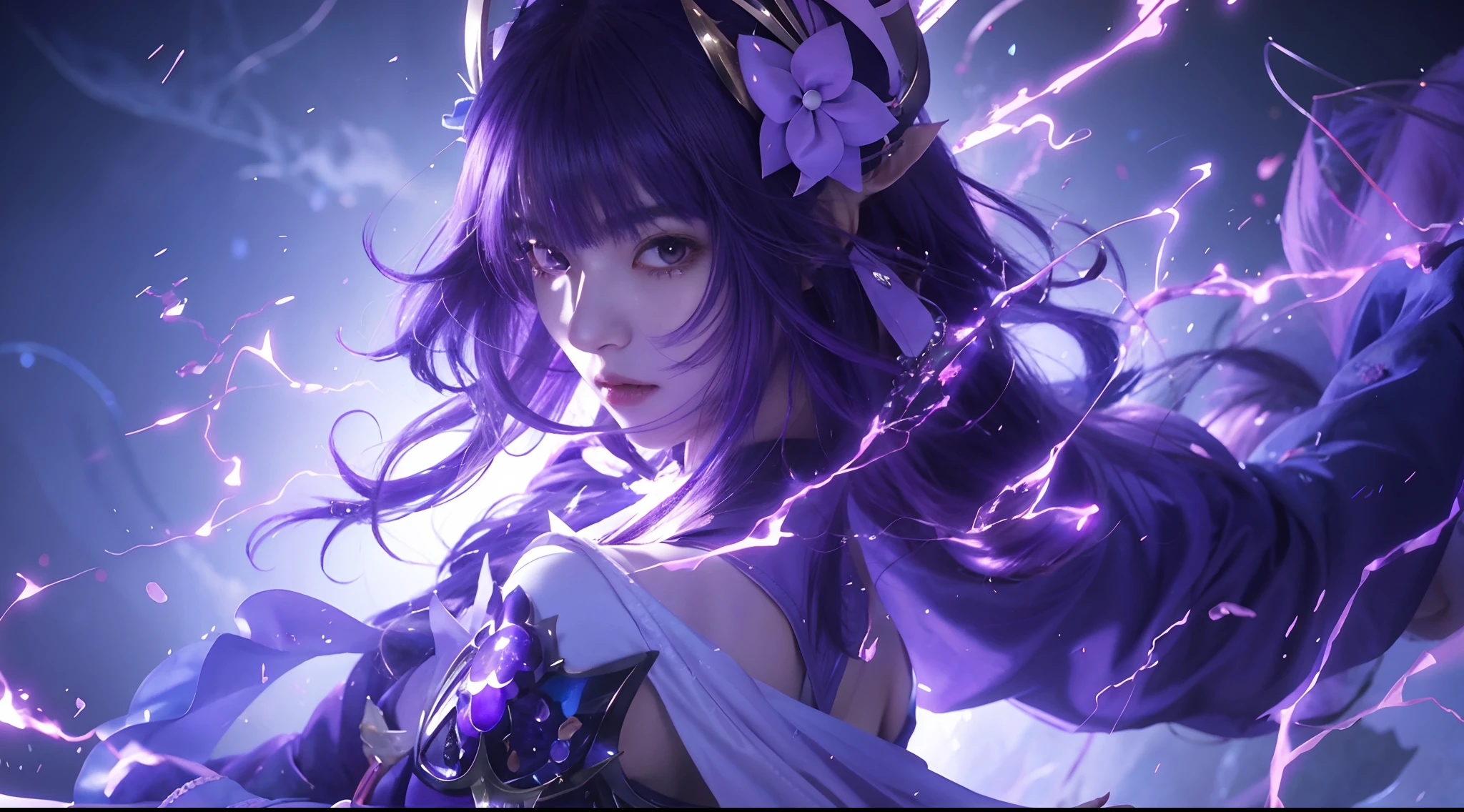 anime girl with purple hair and purple dress holding a sword, extremely detailed artgerm, artgerm detailed, portrait knights of zodiac girl, artgerm lau, ig model | artgerm, ayaka genshin impact, ! dream artgerm, artgerm. high detail, anime art wallpaper 4k, anime art wallpaper 4 k