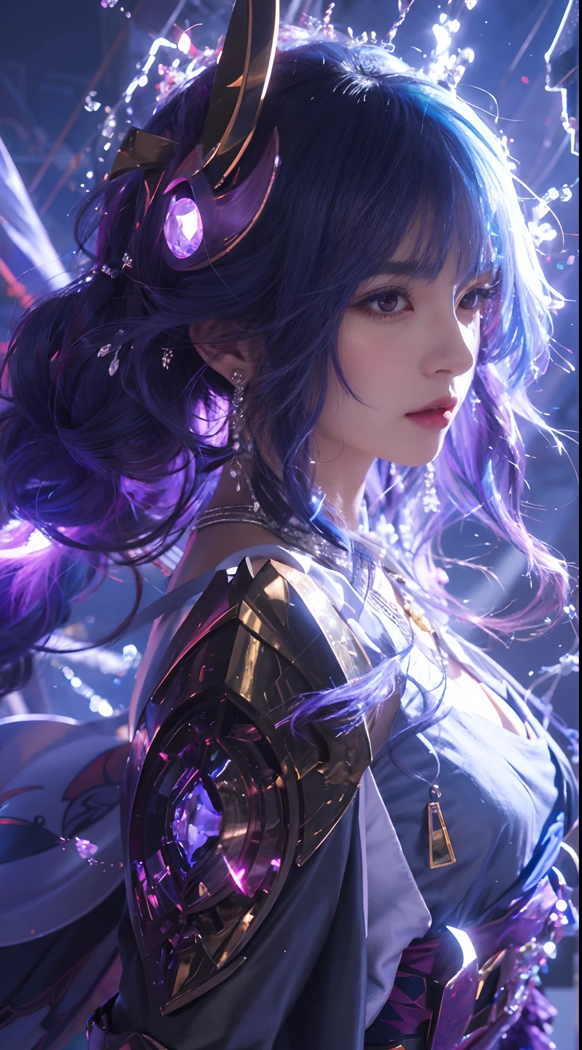 a close up of a woman with a purple hair and a purple outfit, Portrait Chevaliers du Zodiaque Fille, Detailed digital anime art, Anime fantasy artwork, 2. 5 D CGI anime fantasy artwork, Extremely detailed Artgerm, Anime fantasy illustration, Anime art wallpaper 4 K, Anime art wallpaper 4k, Anime art wallpaper 8 K, style of anime4 K