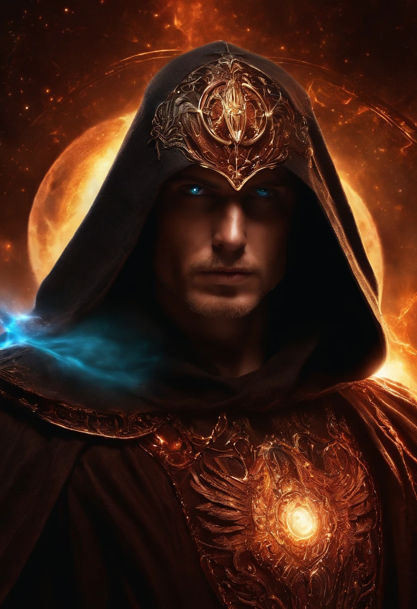 Cosmic Fallen Angel, glowing light eyes, Biomechanical, eerie, Creepy, nightmarish, Very bright colors, Light particles, with light glowing, Mshiff, wallpaper art, UHD wallpaper, anakin skywalker, years, medieval clothes