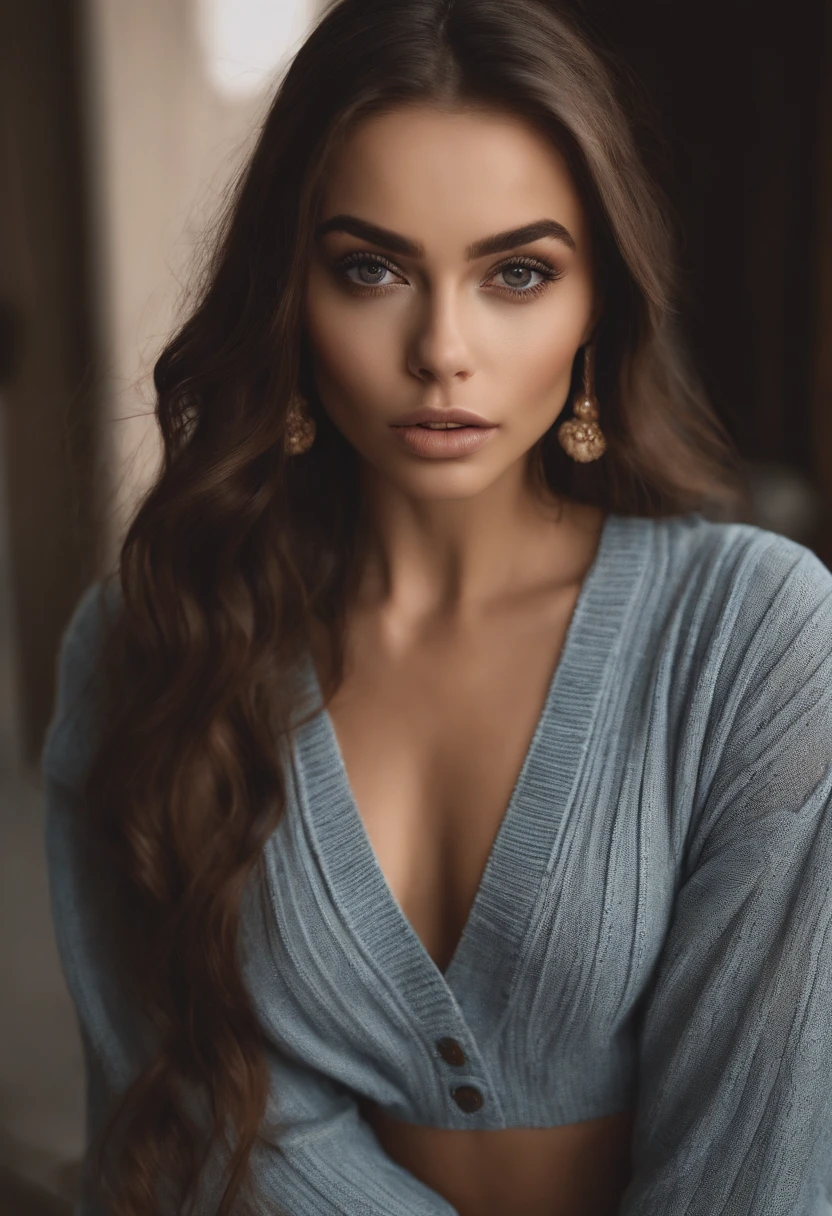 Arafed mujer con sin ropa, Chica sexy con ojos marrones, Retrato Sophie Mudd, brown hair and large eyes, selfie de una mujer joven, Ojos del dormitorio, Violeta Myers, sin maquillaje, Maquillaje natural, staring directly into camera, cara con artgram, maquillaje sutil, Impresionante foto de cuerpo completo, En la piscina, escote