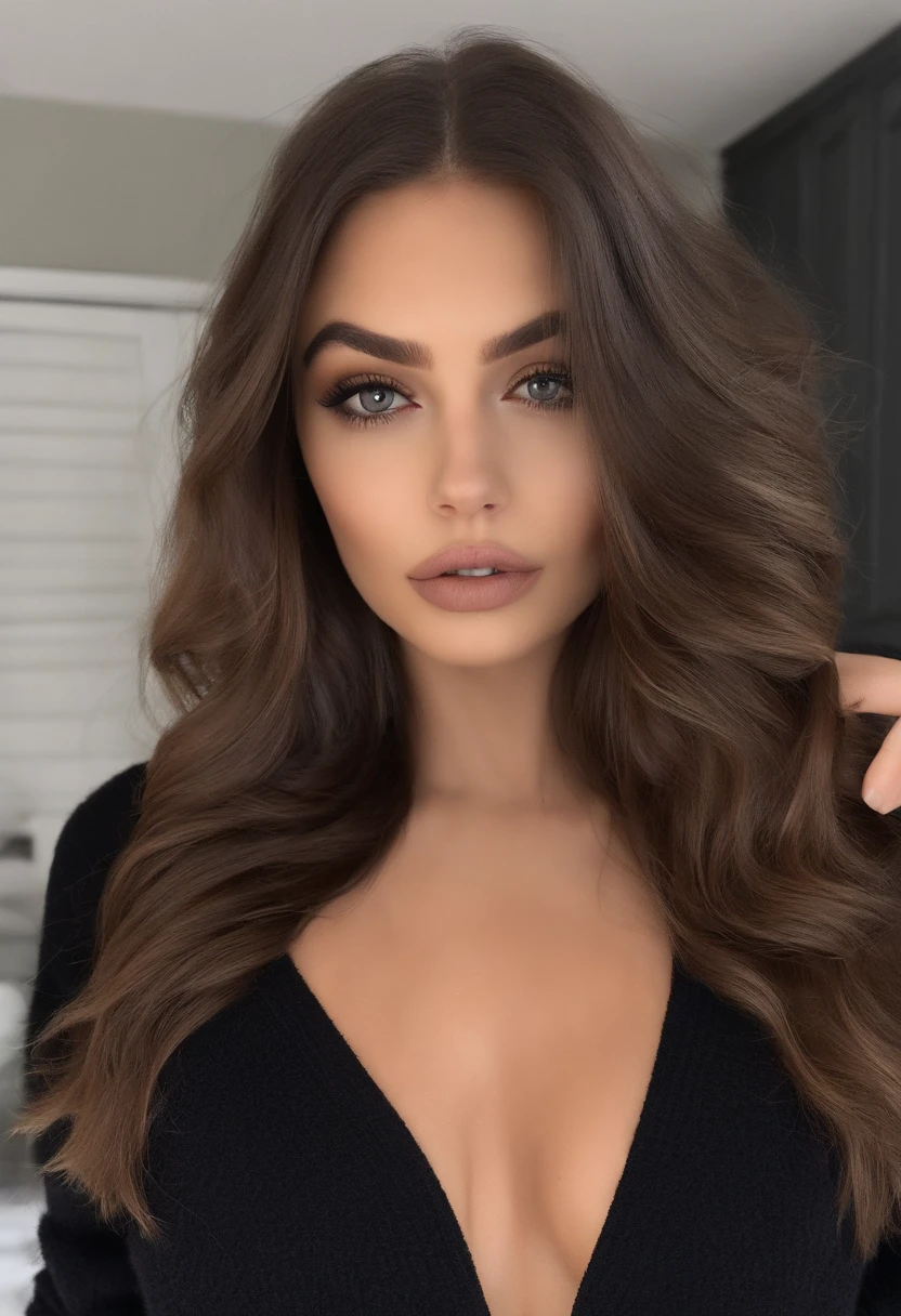 Arafed mujer con sin ropa, Chica sexy con ojos marrones, Retrato Sophie Mudd, brown hair and large eyes, selfie de una mujer joven, Ojos del dormitorio, Violeta Myers, sin maquillaje, Maquillaje natural, staring directly into camera, cara con artgram, maquillaje sutil, Impresionante foto de cuerpo completo, En la piscina, escote, cuerpo completo, mostrando las piernas