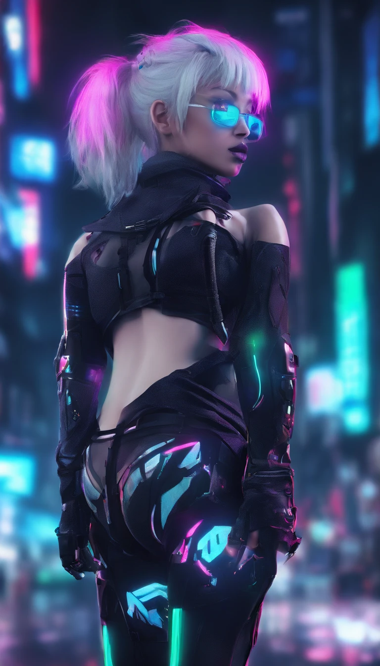 Particularly tall and strong women,A long white hair was scattered on the ground,Perfect looks,Particularly large breasts hang down in front of you,Mechanically transparent waist,Unbelievably exaggerated huge ass,Very wide crotch,Unbelievably exaggerated, particularly long muscular legs occupy two-thirds of the body,A pair of cyber-style gorgeous heels,Ultimate perfection in detail,Full body shot from head to toe