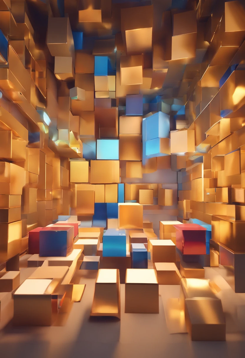 Main body metal cube texture natural light close-up welcome light decoration less single cube