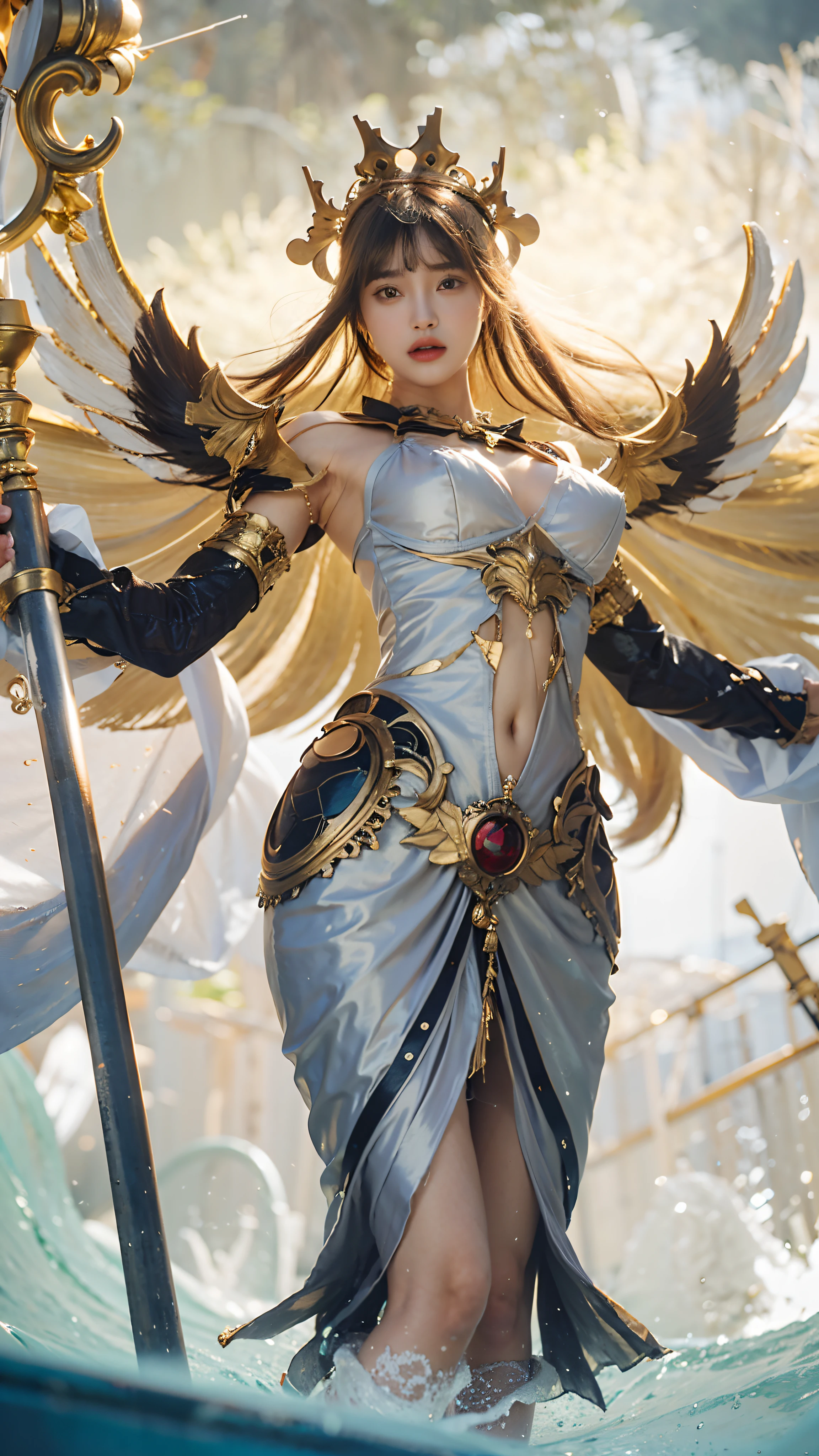 zydG, 1girl, detailed skin, looking at viewer, brown eyes, (short hair with bangs:1.2), (medium breasts:1.0), (medium areolae:0.8),
(photorealistic:1.4), (best quality:1.0), (ultra highres:1.0), 8k, RAW photo, (masterpiece:0.2), (pureerosface_v1:0.5), crown